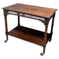 19th Century Victorian trolley / console table on brass wheels