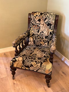 Victorian armrest chair with distinctive upholstery