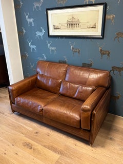 Beautiful buffalo leather 2-seater sofa, stunning patina