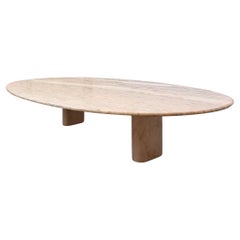 Oval Coffee Table in Rosa Aurora Marble, Portugal, 1980s