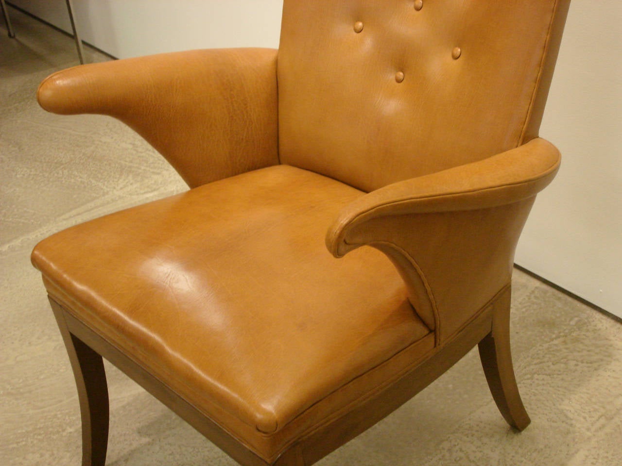 Danish Pair of Elegant Armchairs in Nigerian Leather by Frits Henningsen