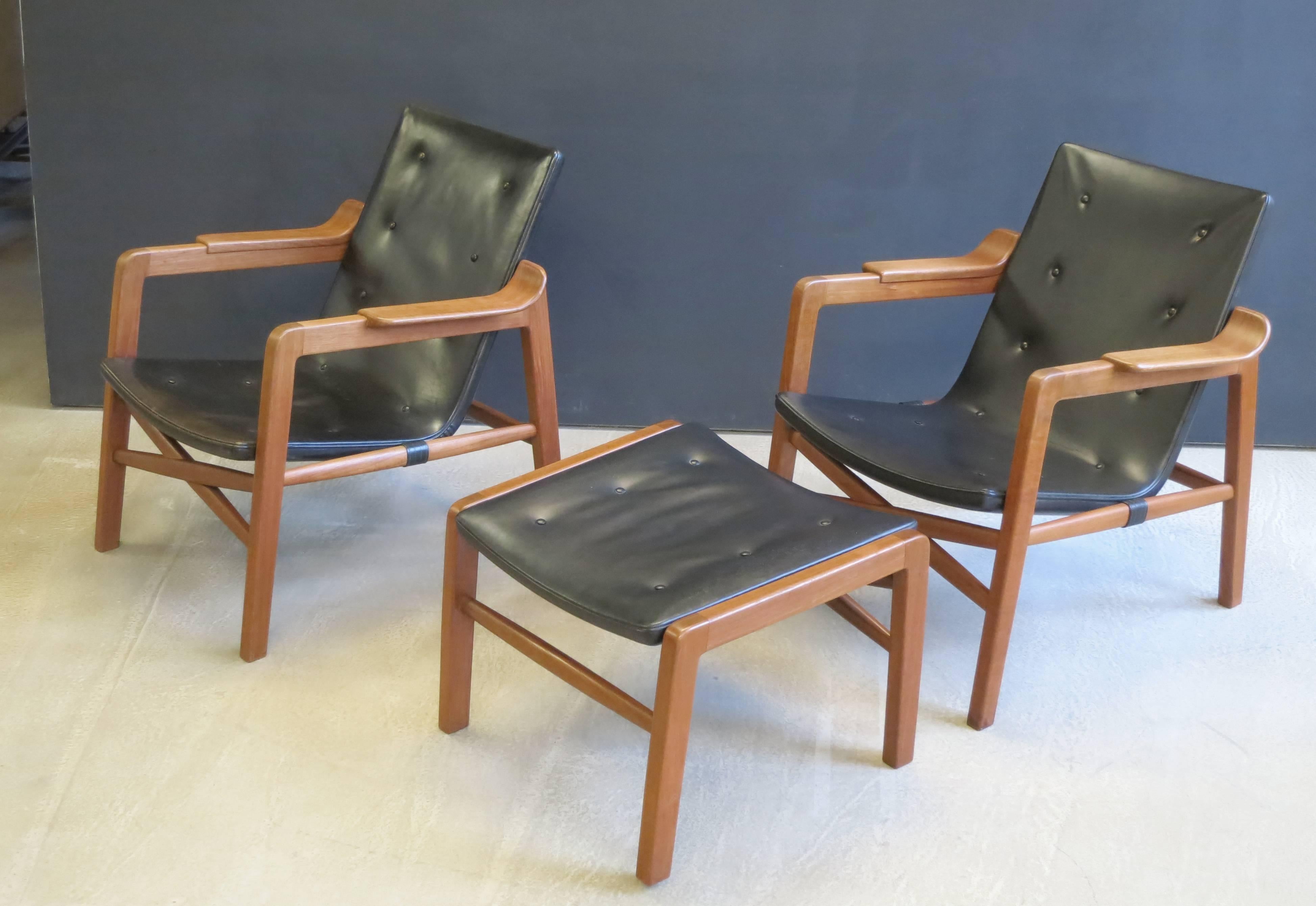 Group of “Fireplace Chairs” with Footstool by Tove & Edvard Kindt-Larsen.

About the chair:
This important chair, created to sit in a den in front of an open fireplace, was first exhibited at the Copenhagen Cabinetmaker’s Guild Exhibition in 1939