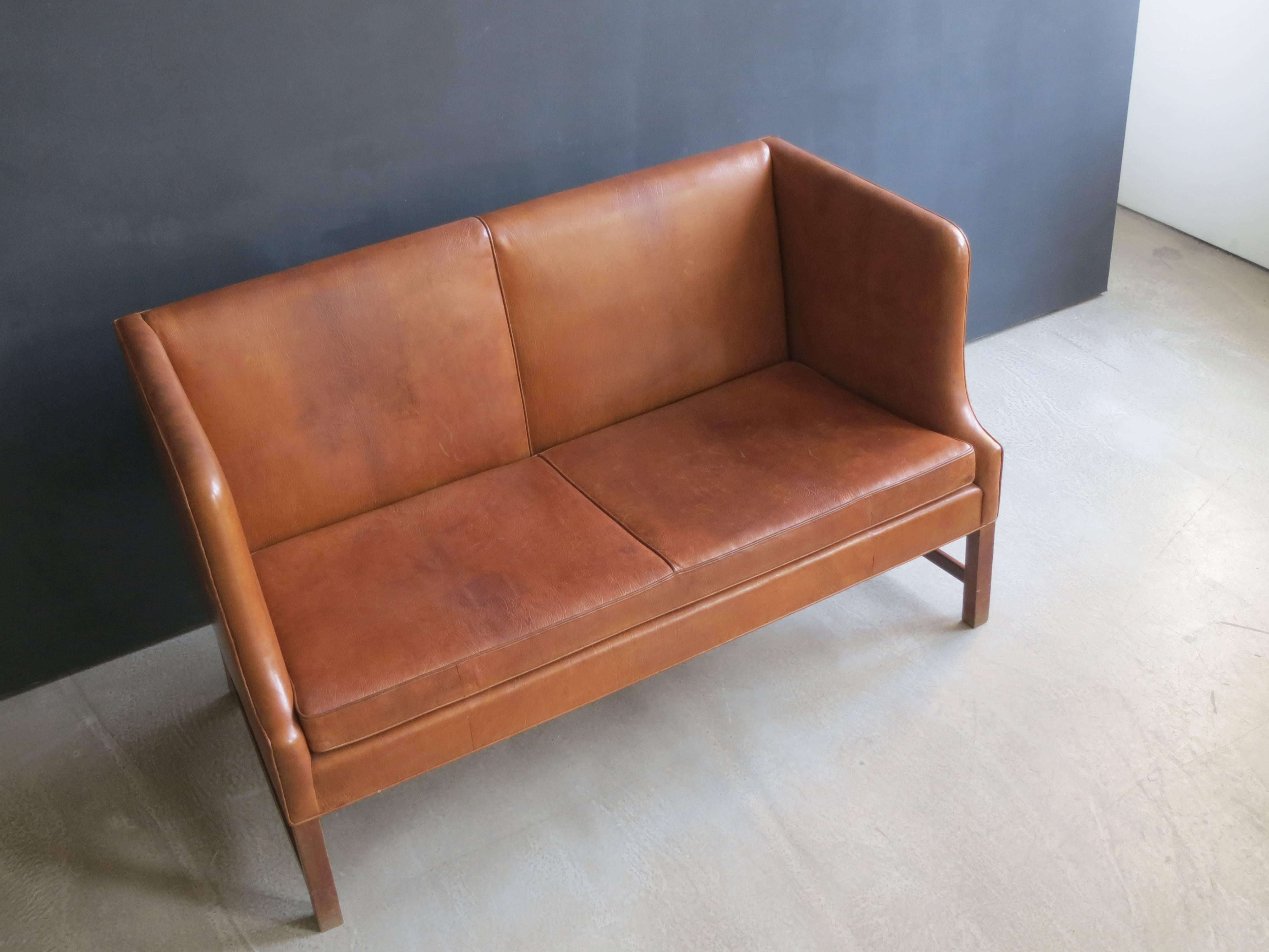 Scandinavian Modern 1937 Sofa in Patinated Nigerian Goatskin by Ole Wanscher For Sale
