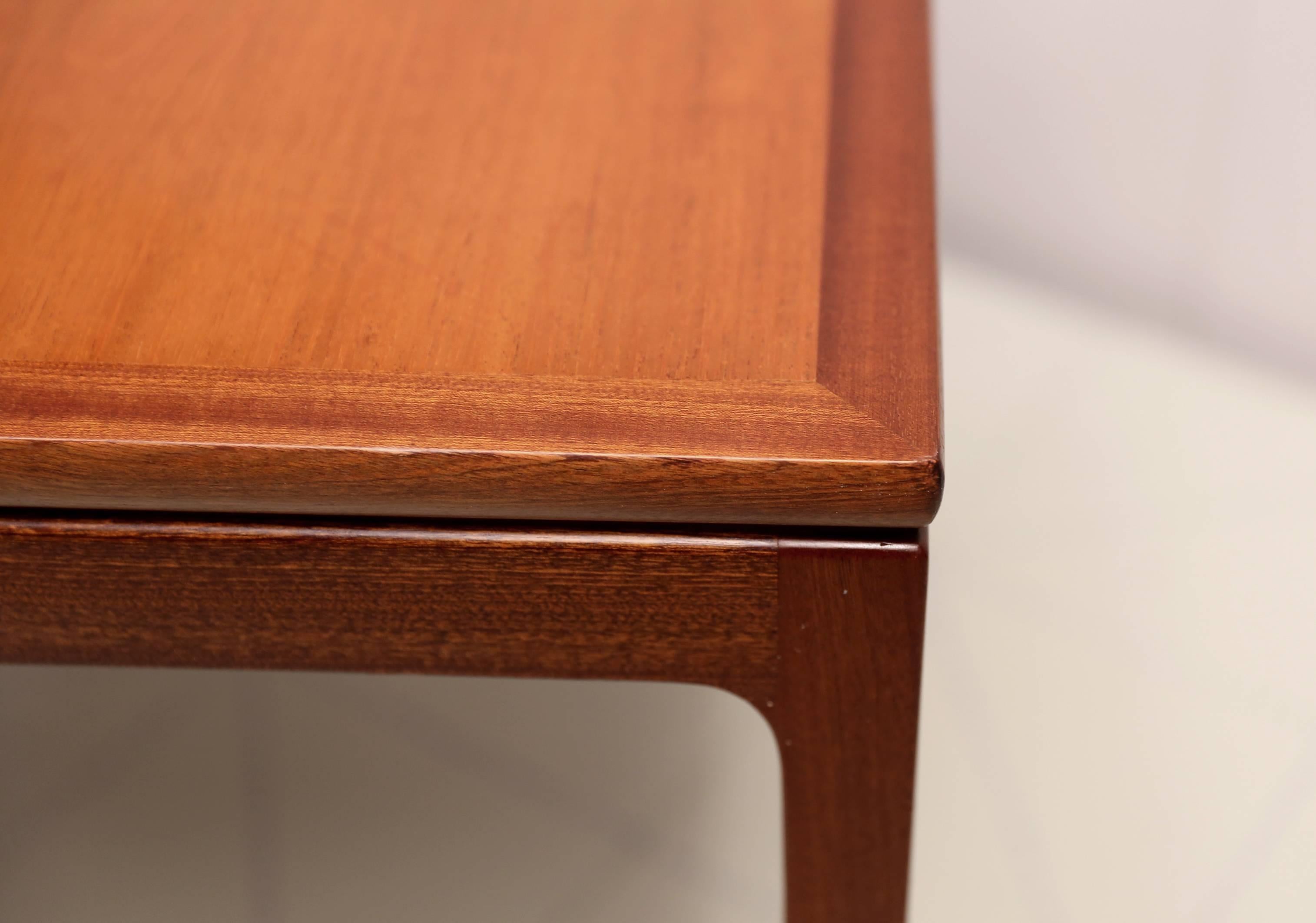 Chinese-Inspired Square Side Table in Mahogany by Ole Wanscher. Side table made by master cabinetmaker A.J. Iversen in the 1940s.