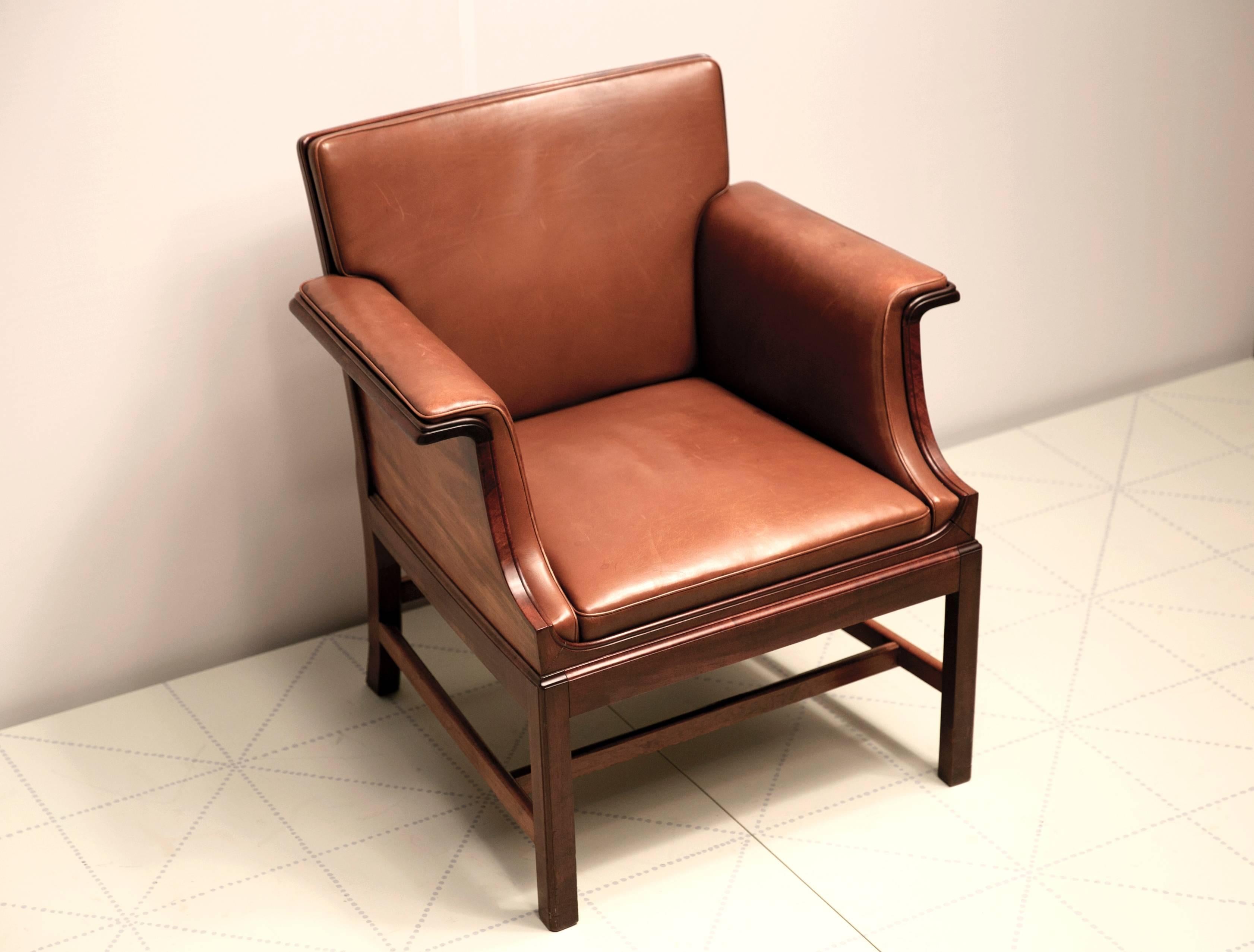 Scandinavian Modern Armchair in Cuban Mahogany by Ole Wanscher For Sale