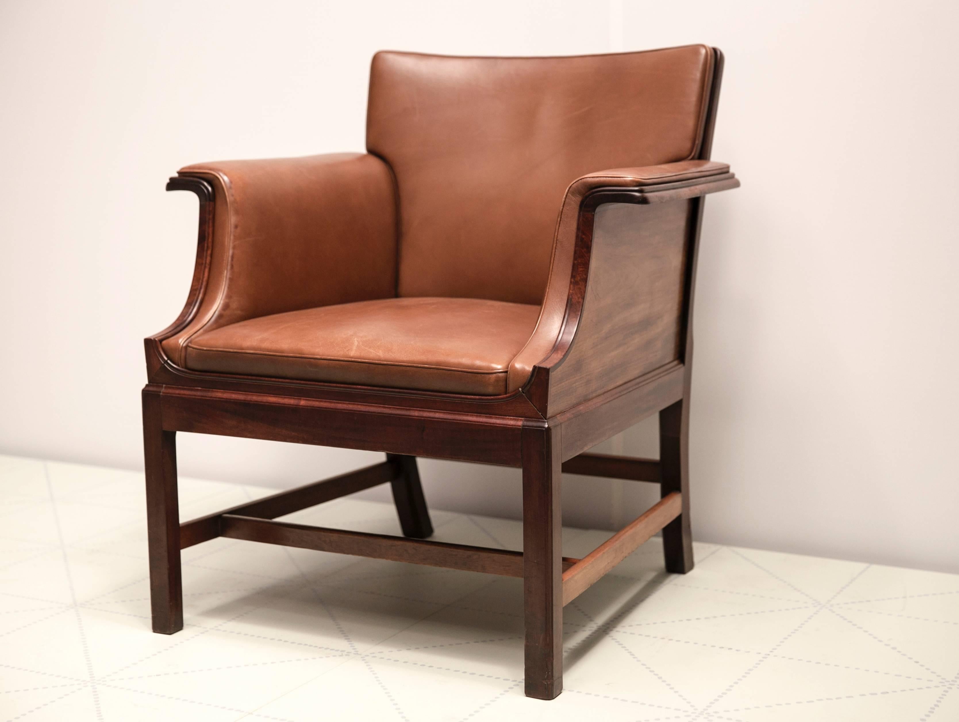 Danish Armchair in Cuban Mahogany by Ole Wanscher For Sale