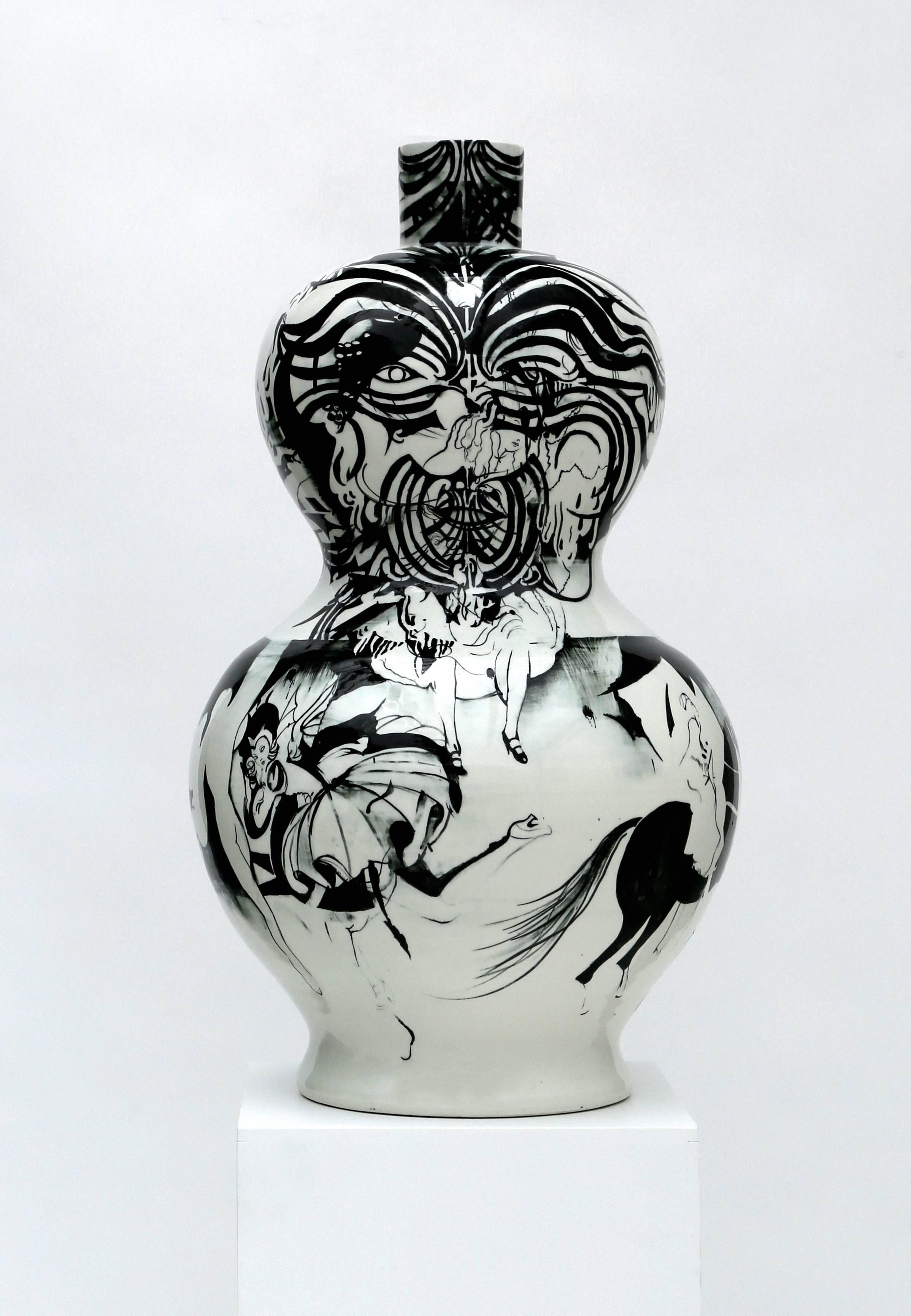 Animal Master, 2014

Unique hand painted glazed porcelain vase, in collaboration with The Royal Copenhagen Porcelain Factory

About the artist
Danish born artist Cathrine Raben Davidsen works with complex psychological issues about constructed