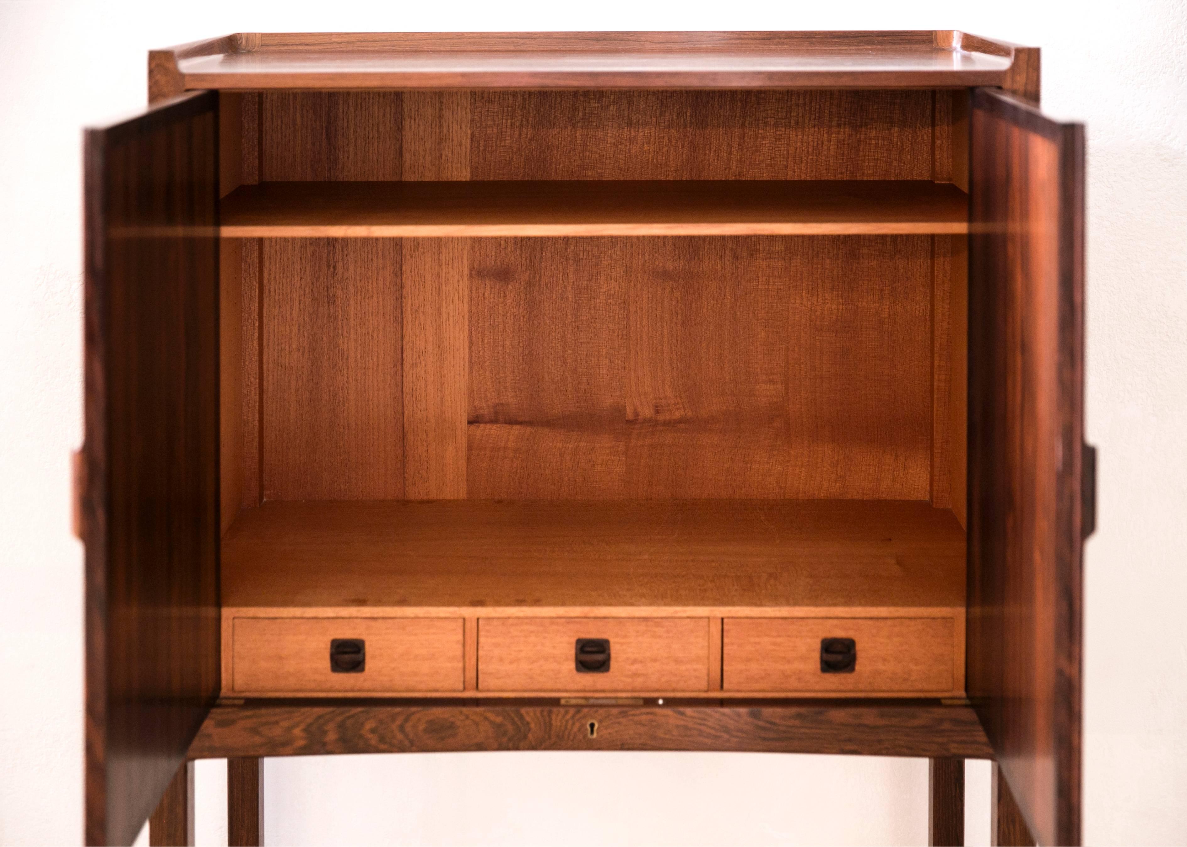 Scandinavian Modern Small Freestanding Cabinet with Cedar Wood Interior by Ludvig Pontoppidan For Sale