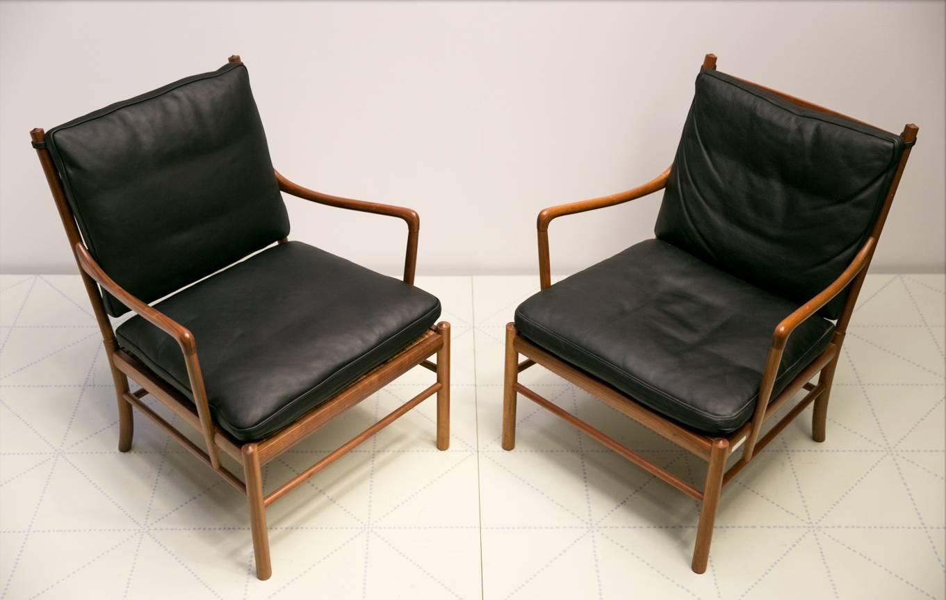 This extremely comfortable easy chair was designed by Ole Wanscher for P. Jeppesen in 1949. The back of the chair recalls English ladder back chairs of the 1750s and 1760s.

Jeppesen made a special edition of this chair in 1999 to commemorate the
