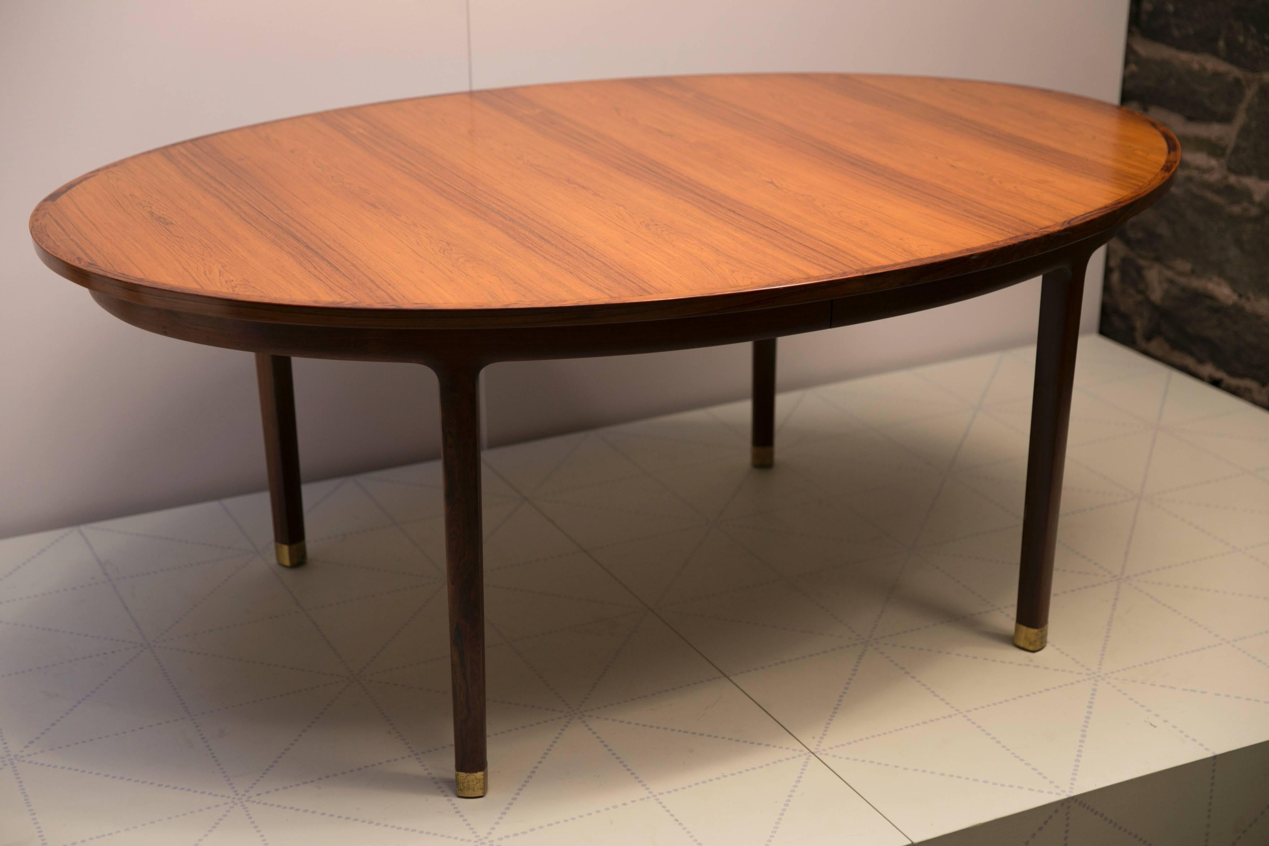 Scandinavian Modern Well Proportioned Brazilian Rosewood Oval Dining Table by Ole Wanscher