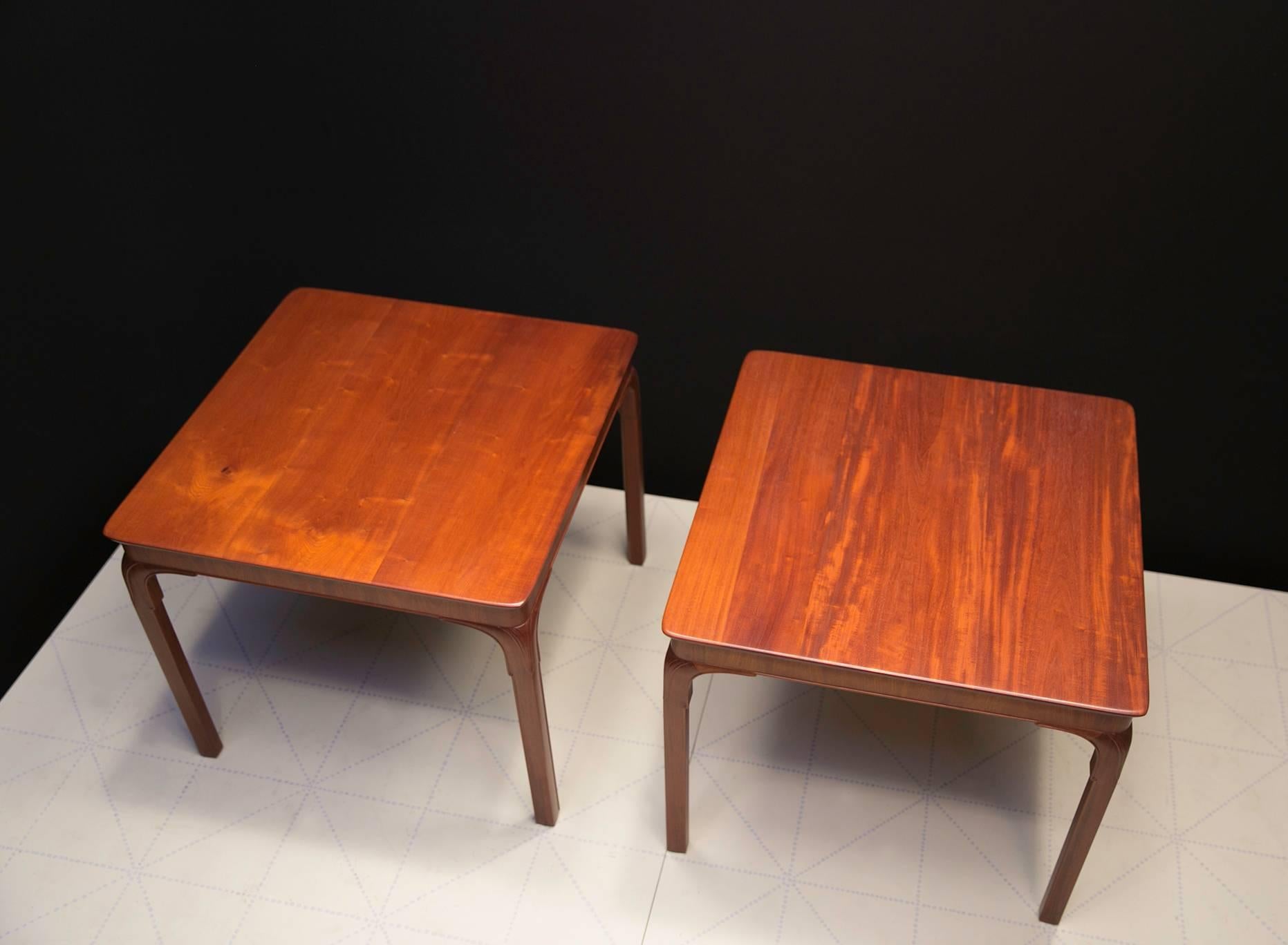 Danish Frits Henningsen's Monumental Side Tables, Solid Cuban Mahogany and Carved Legs For Sale