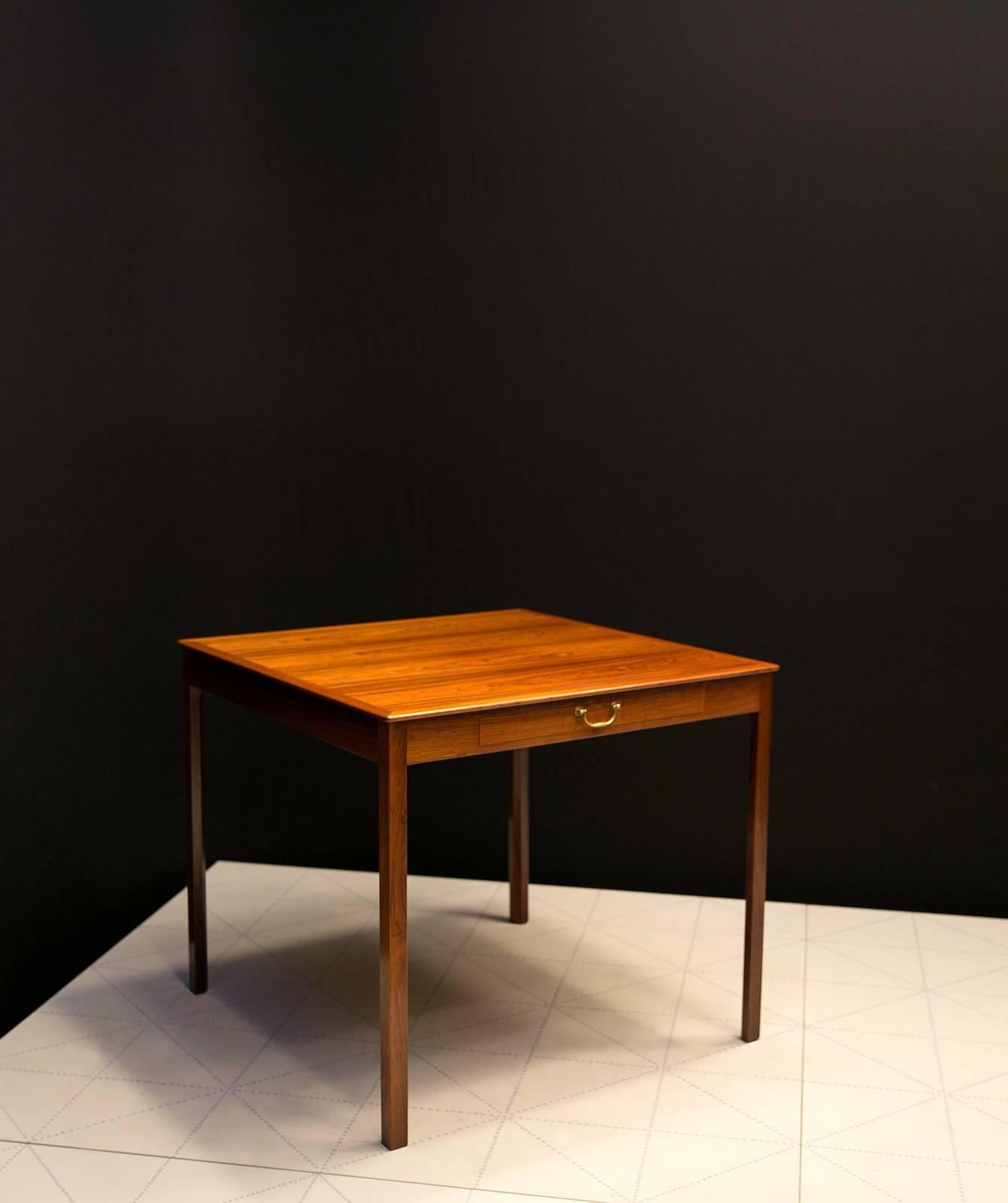 Scandinavian Modern Ole Wanscher's Elegant and Refined Brazilian Rosewood Games Table with Drawer For Sale