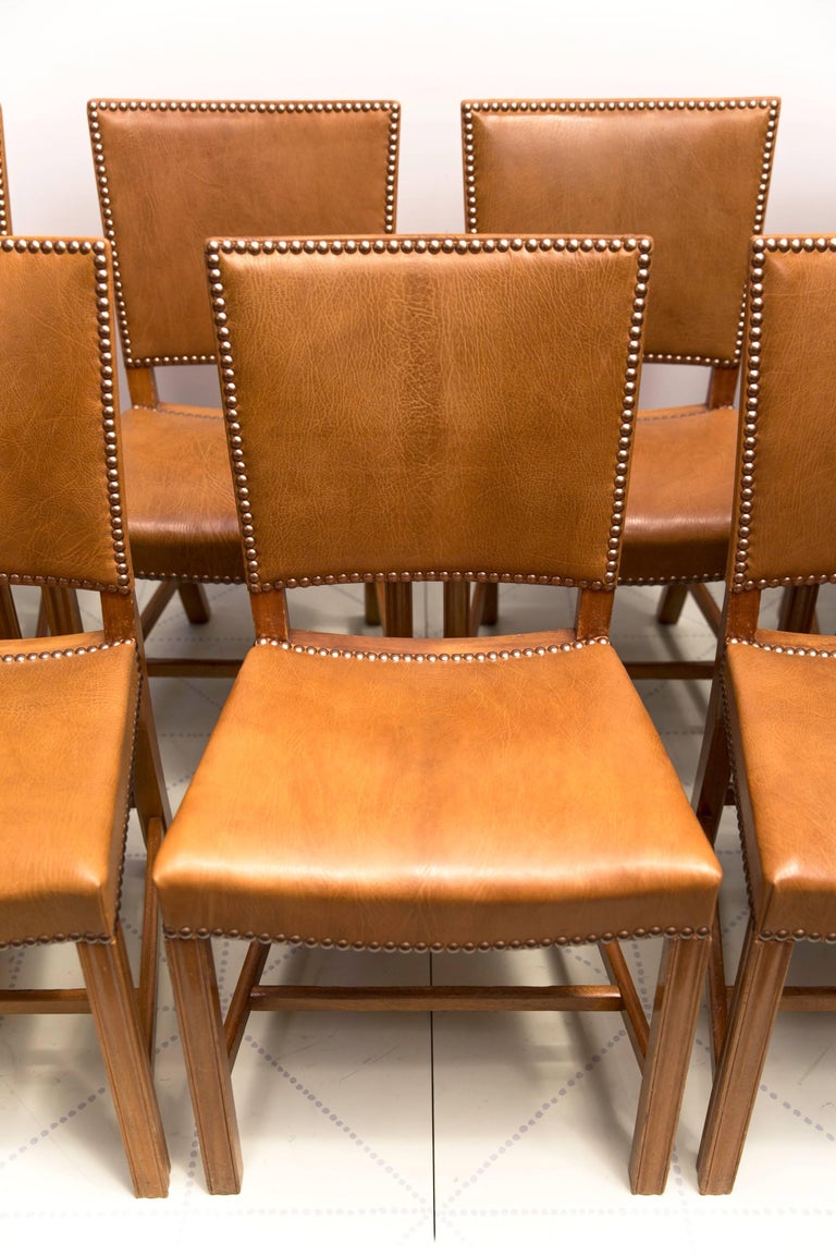 Kaare Klint Set of 12 'Red Chairs' Model KK39490, Nigerian Goatskin