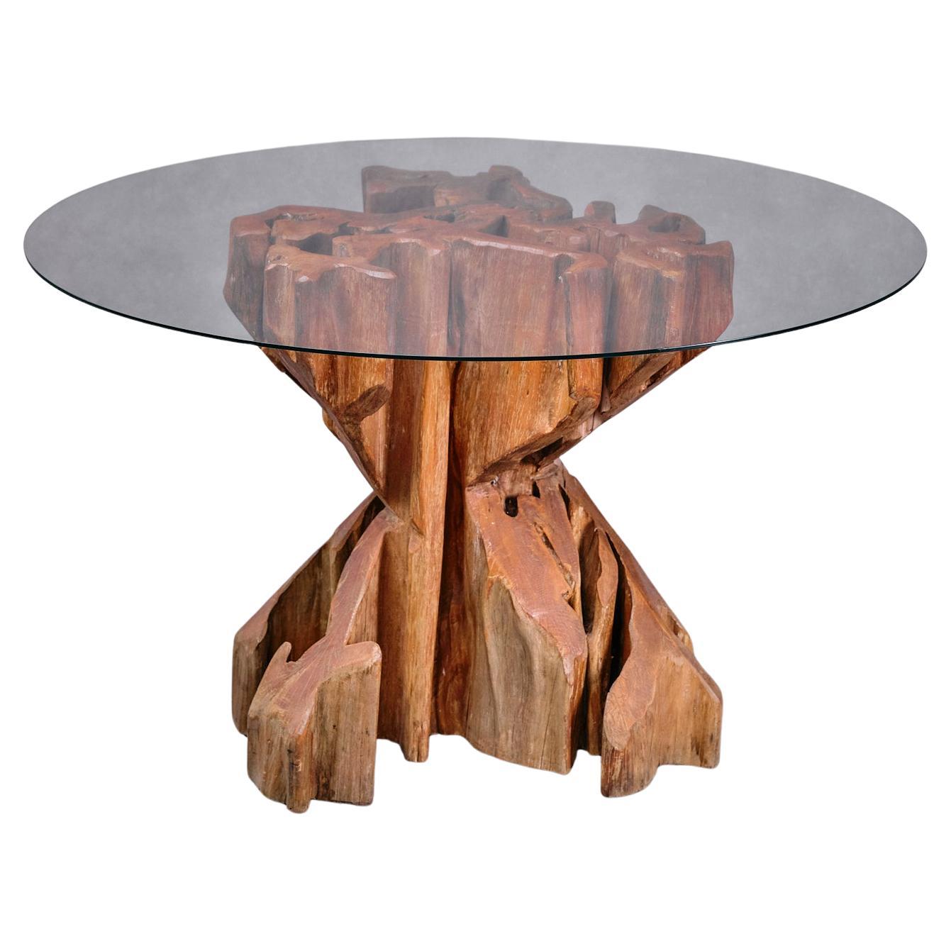 Zanine Caldas, Tavolo scultoreo 'Denuncia' in legno massiccio di Wood, Brasile, anni '70 in vendita