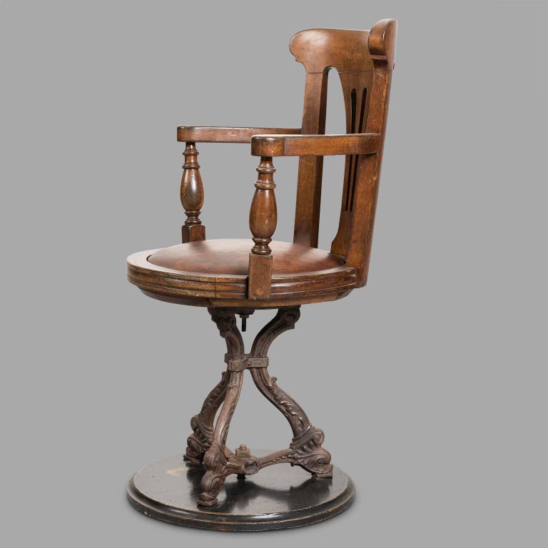 Three 19th Century Oak Swivel Ocean Liner Chairs For Sale at 1stDibs