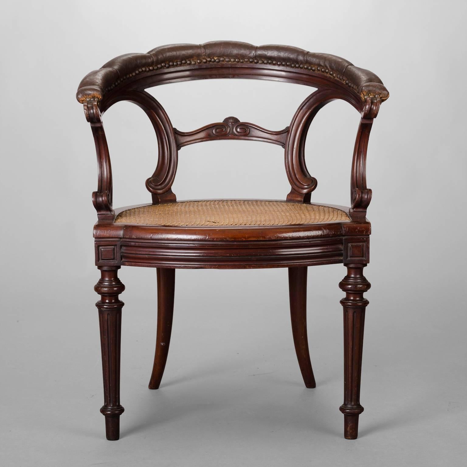 19th Century Mahogany Desk Armchair im Zustand „Gut“ im Angebot in Saint-Ouen, FR