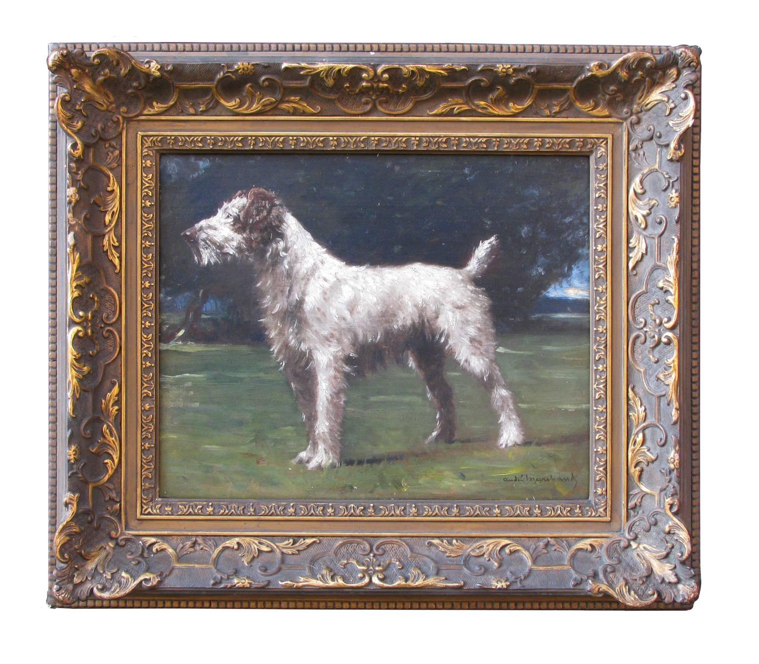 1. Oil on panel by French painter André Marchand (1877-1951).Signed                  
    lower right. Painted circa the year 1910. Beautiful antique frame.
    Sizes with frame : height 21 inches ; width 24 inches

2. Oil on panel by Belgium