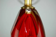 Vintage Gem-Cut Murano Glass Table Lamps in Red and Gold