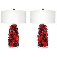 Rock Candy Glass Table Lamps - By Swank Lighting - Cherry Red