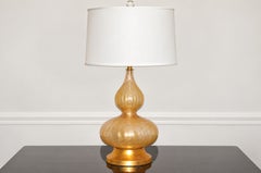 Pair of Sexy Vintage Murano Champagne Gold Lamps with Craquelure