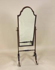 Edwardian Carved Mahogany Framed Cheval Dressing Mirror