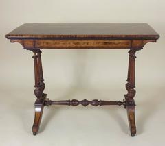 19th C. Figured Walnut Fold Over Card Table by Lamb of Manchester