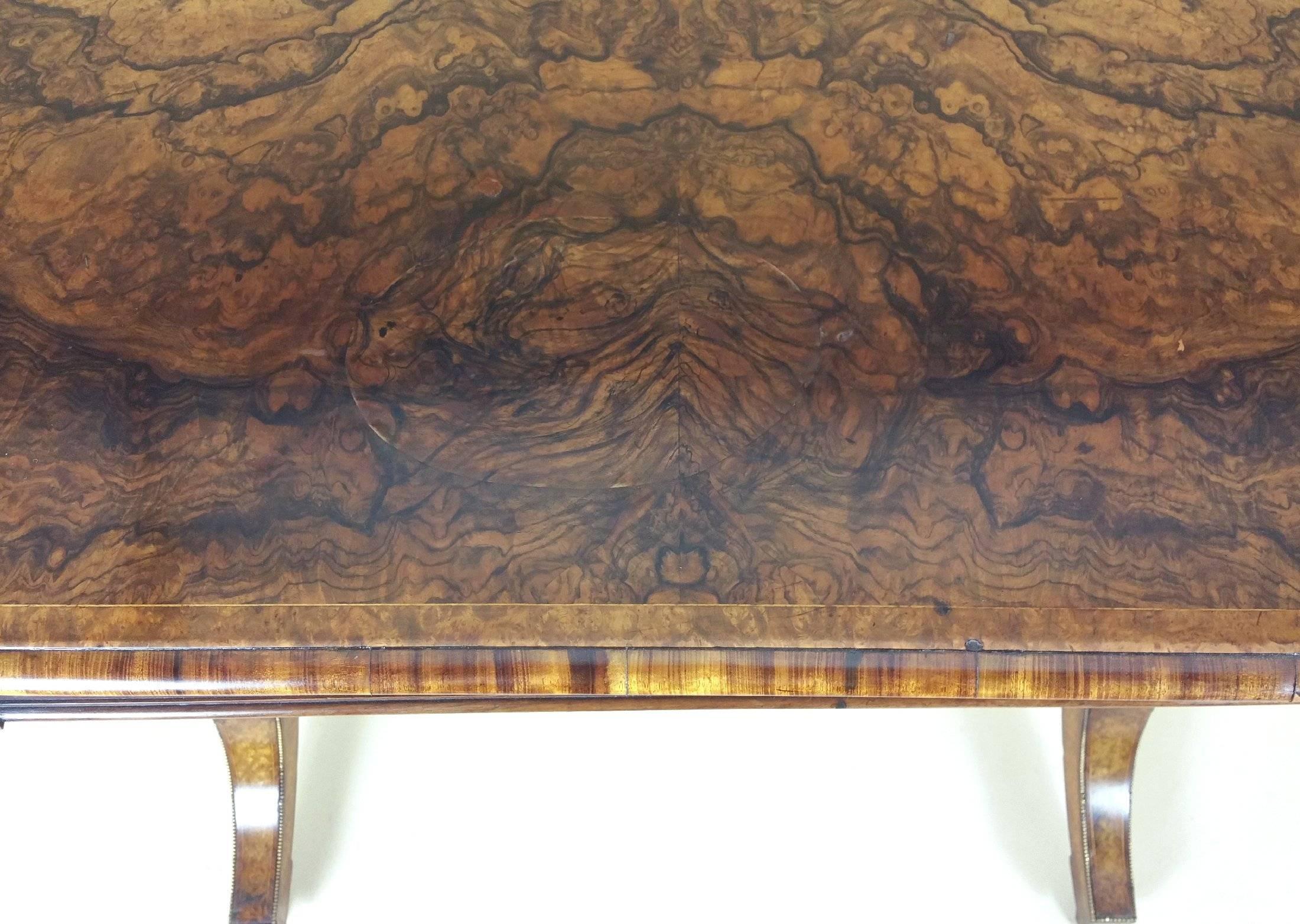 Great Britain (UK) 19th C. Figured Walnut Fold Over Card Table by Lamb of Manchester
