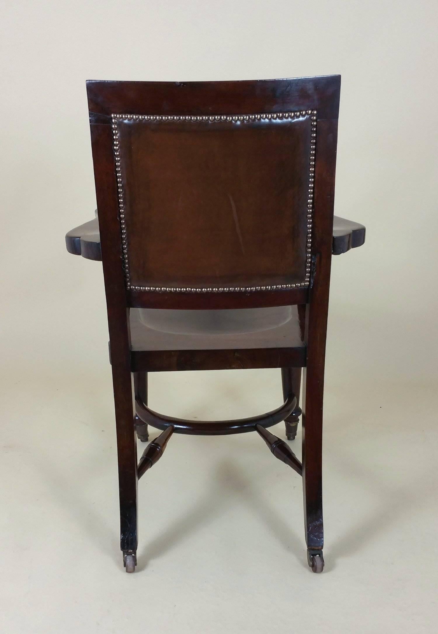 Victorian Mahogany Solid Seat Desk Chair with Leather Back 2