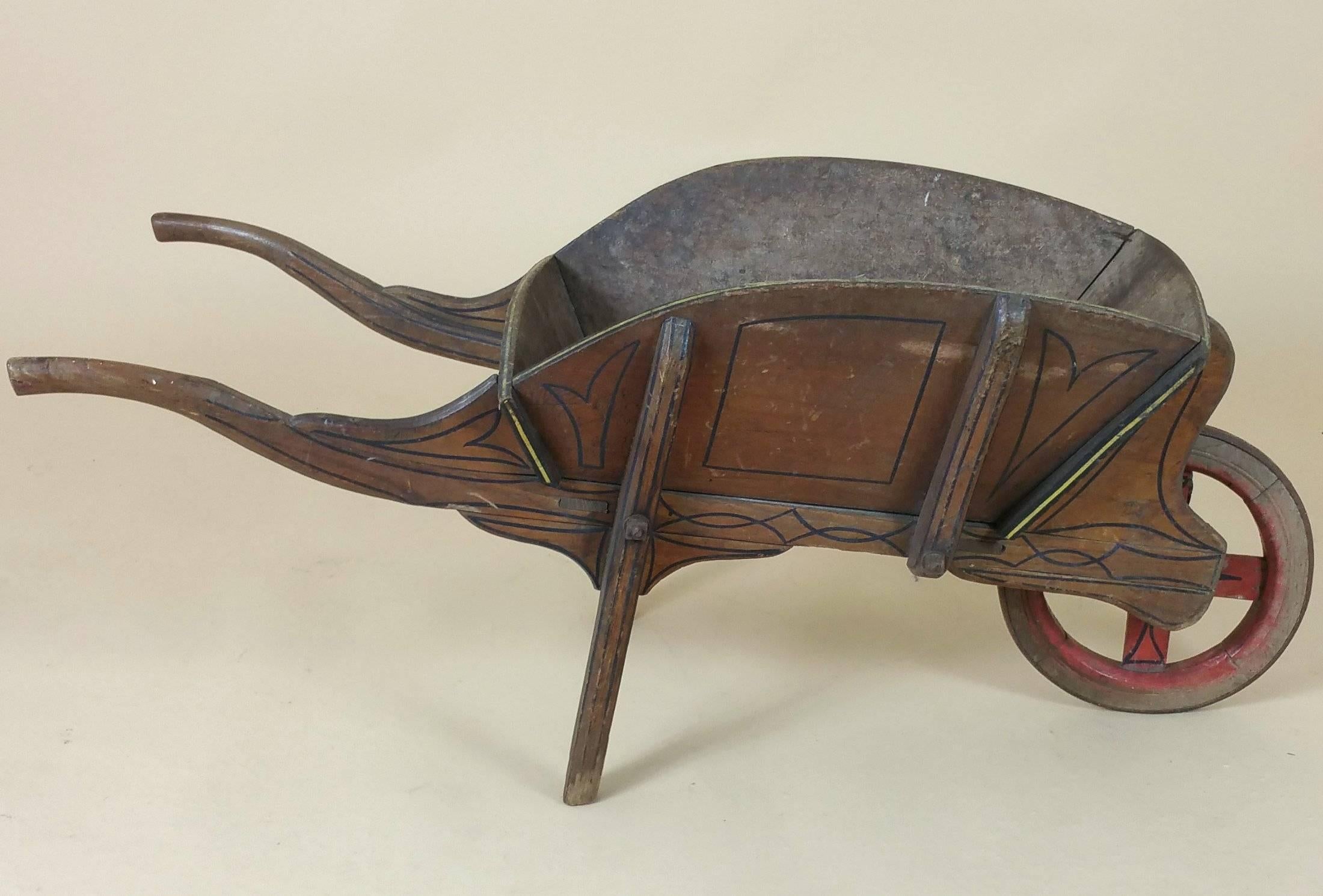 Early 19th Century Painted Fruitwood Library Book Barrow 3