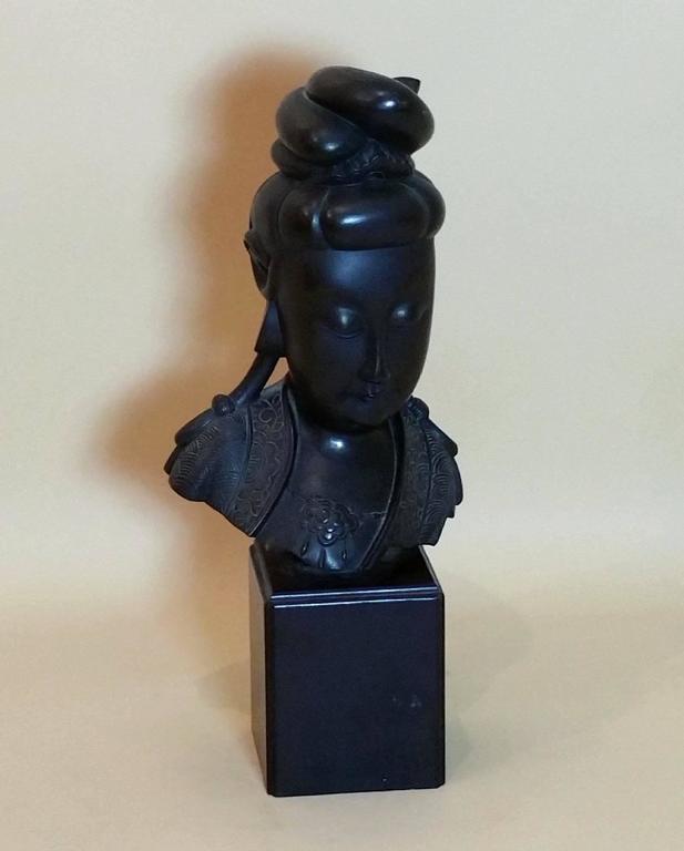 19th Chinese Bronze Head Sculpture of Quan Yin at 1stDibs