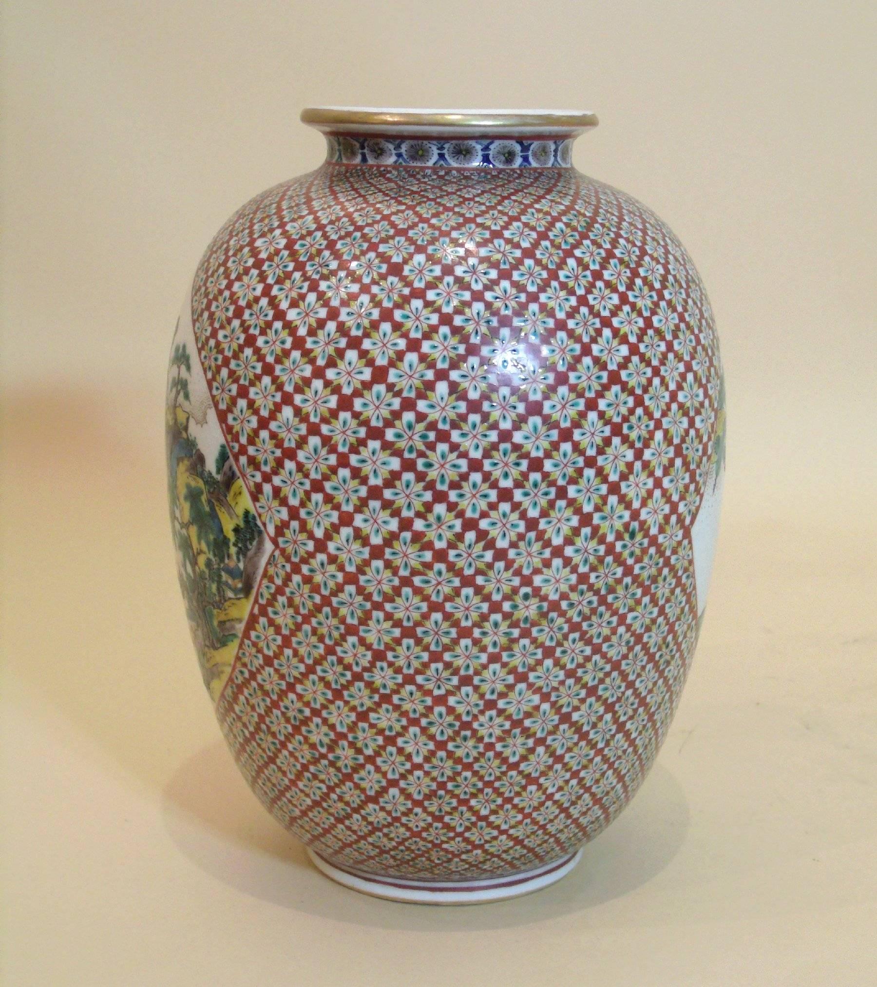Mid 19th C. Japanese Ko-Kutani Pottery Vase In Excellent Condition In London, west Sussex