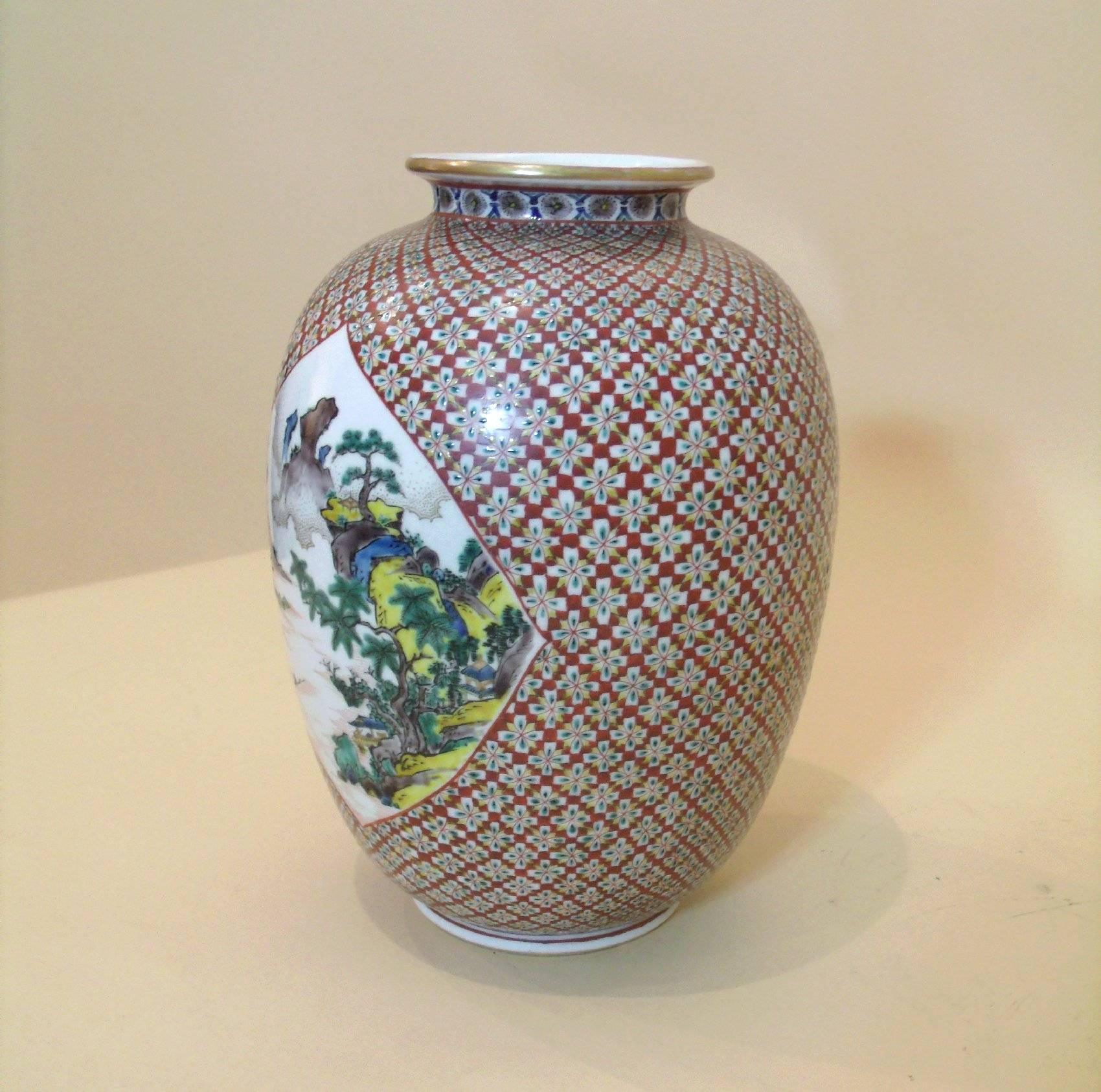 Mid 19th C. Japanese Ko-Kutani Pottery Vase 1