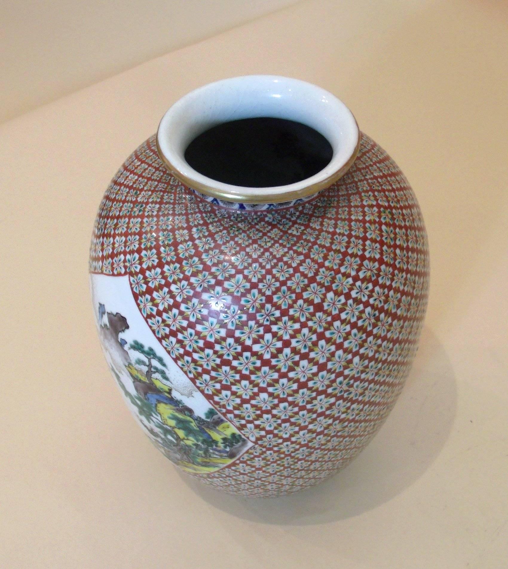 Mid 19th C. Japanese Ko-Kutani Pottery Vase 2