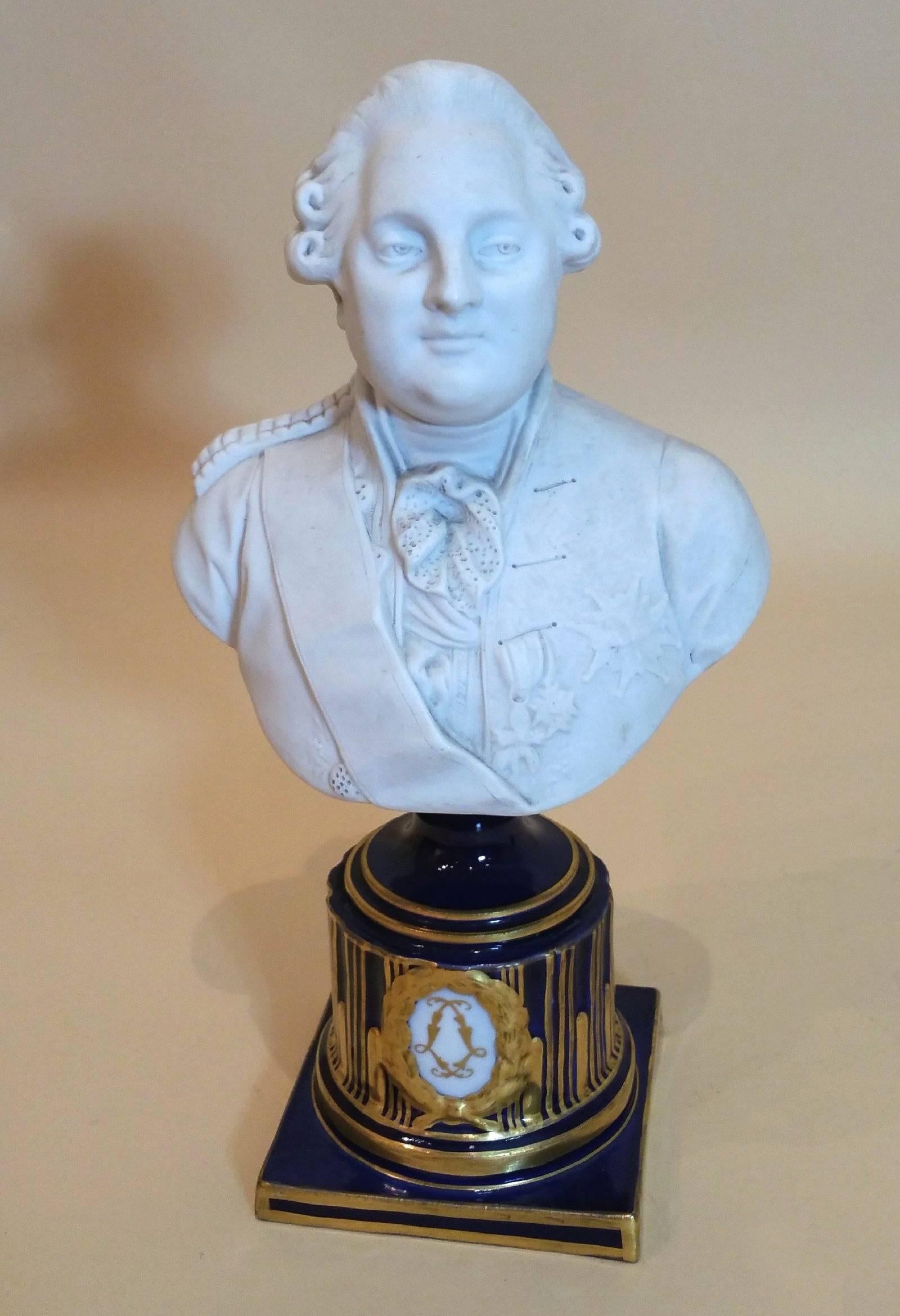 18th Century Pair of 18th C. Sevres Porcelain Busts of Louis XVI and Marie Antoinette 