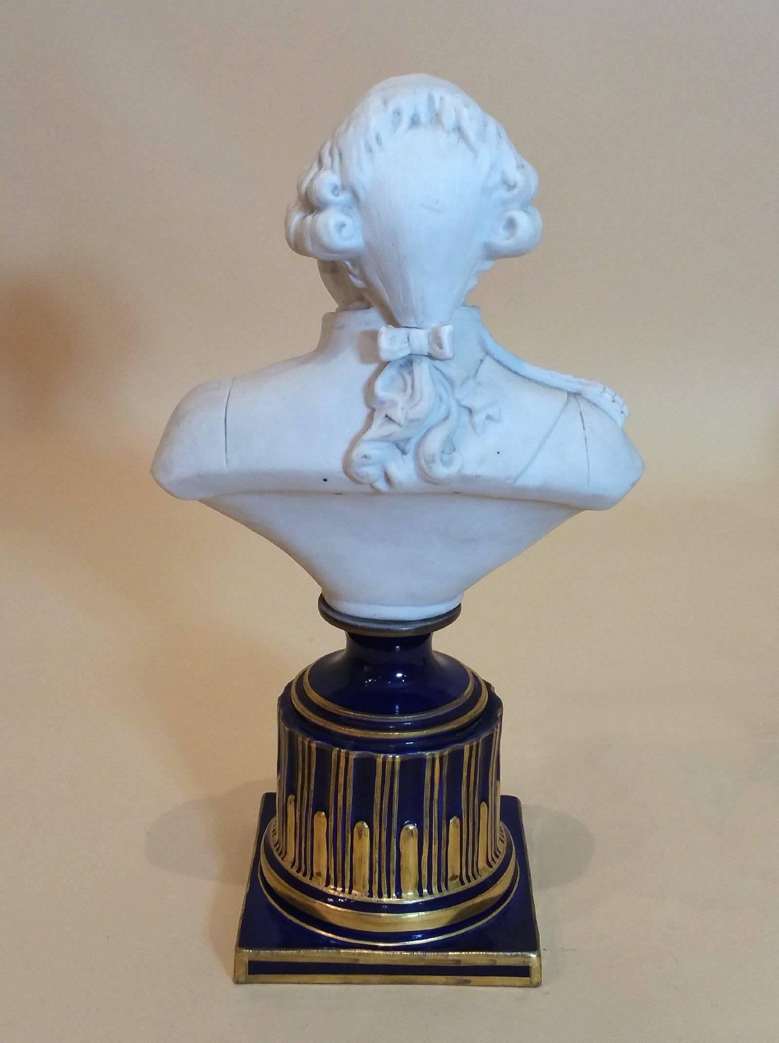 Pair of 18th C. Sevres Porcelain Busts of Louis XVI and Marie Antoinette  2
