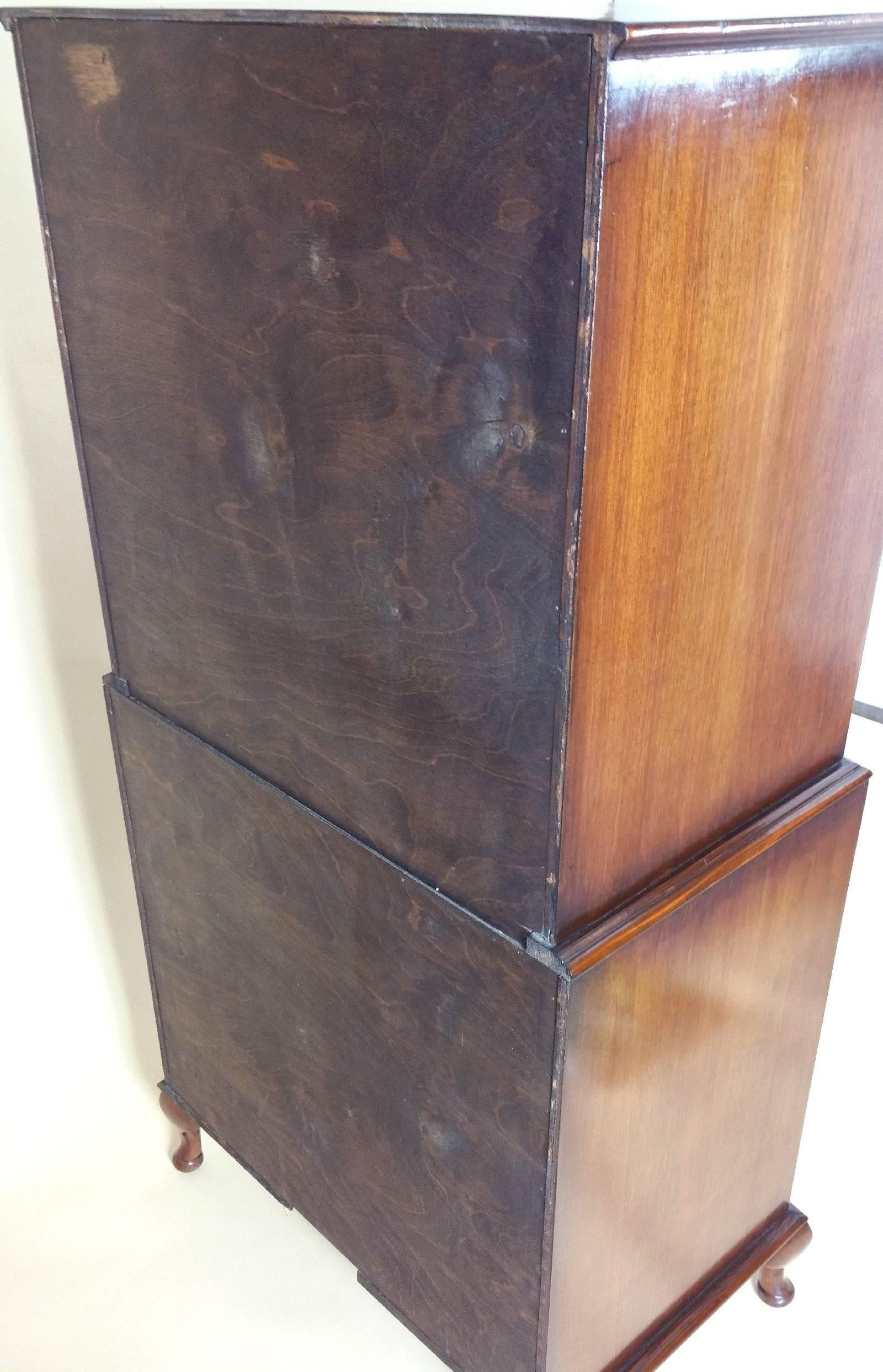 Edwardian Figured Walnut Bow Fronted Tallboy 1