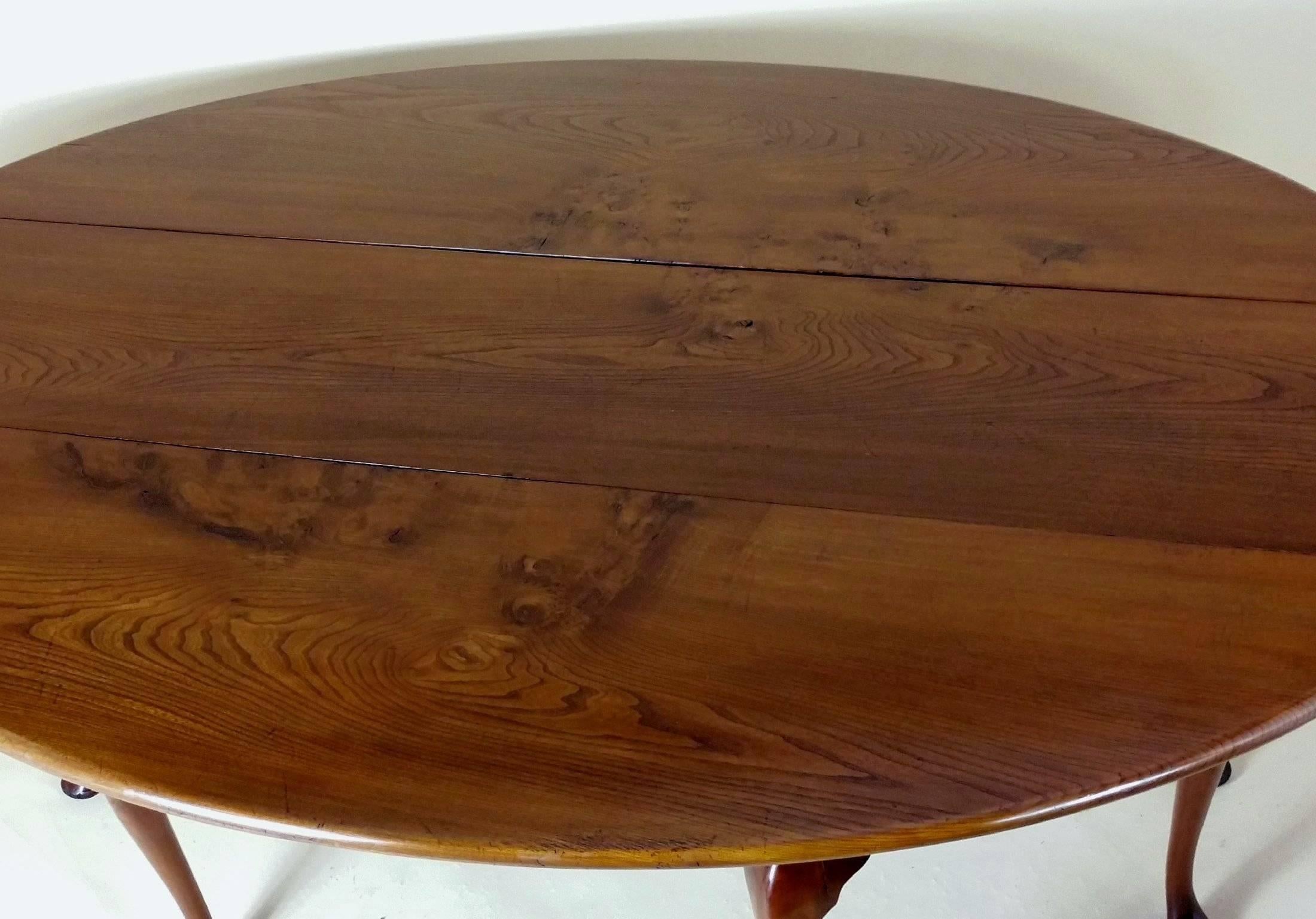 Large Mid-20th Century Pollard Elm Drop-Leaf Wake Table For Sale 3