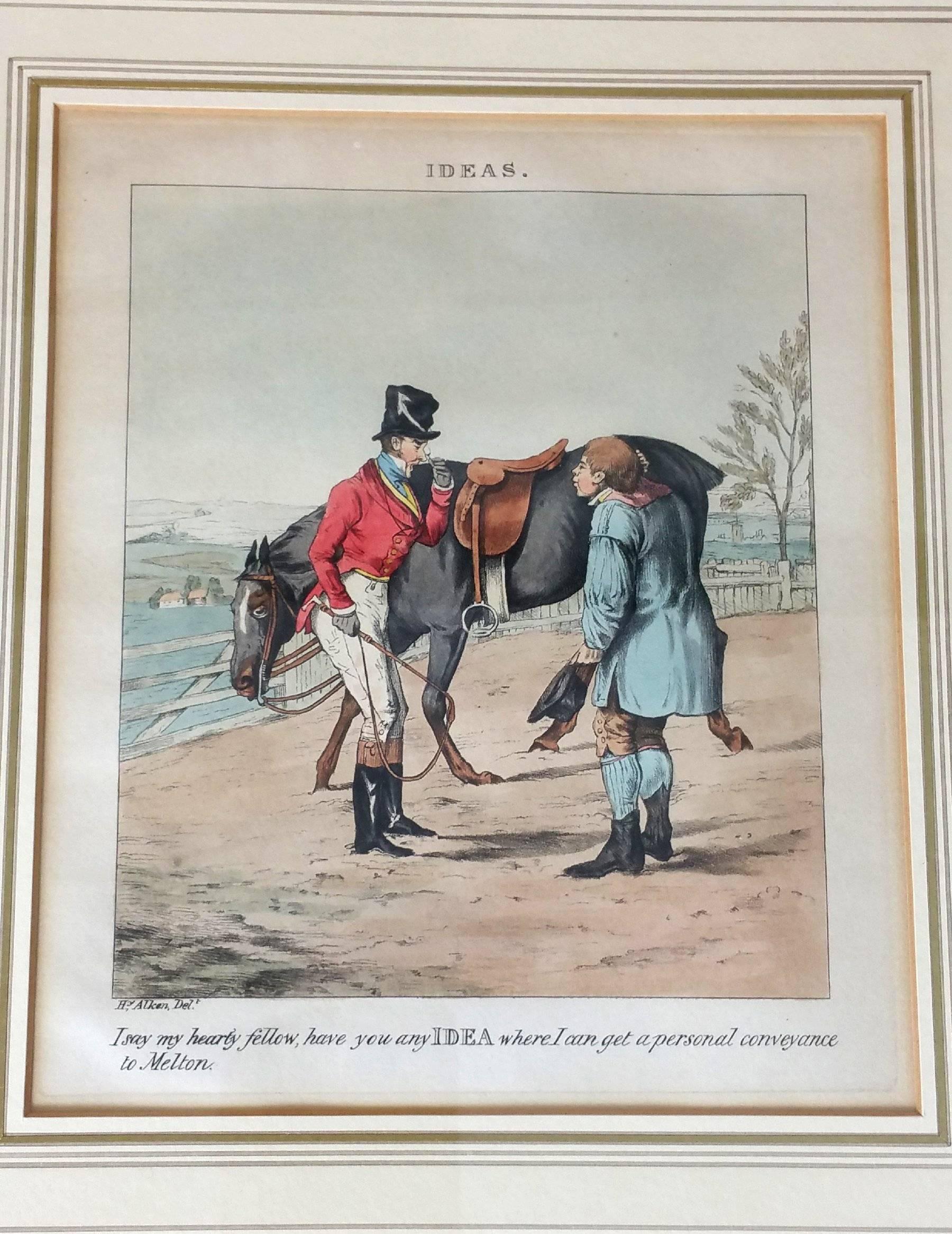 Hand-Painted Set of 12 Early 19th Century Hand-Coloured Prints after Henry Alkin