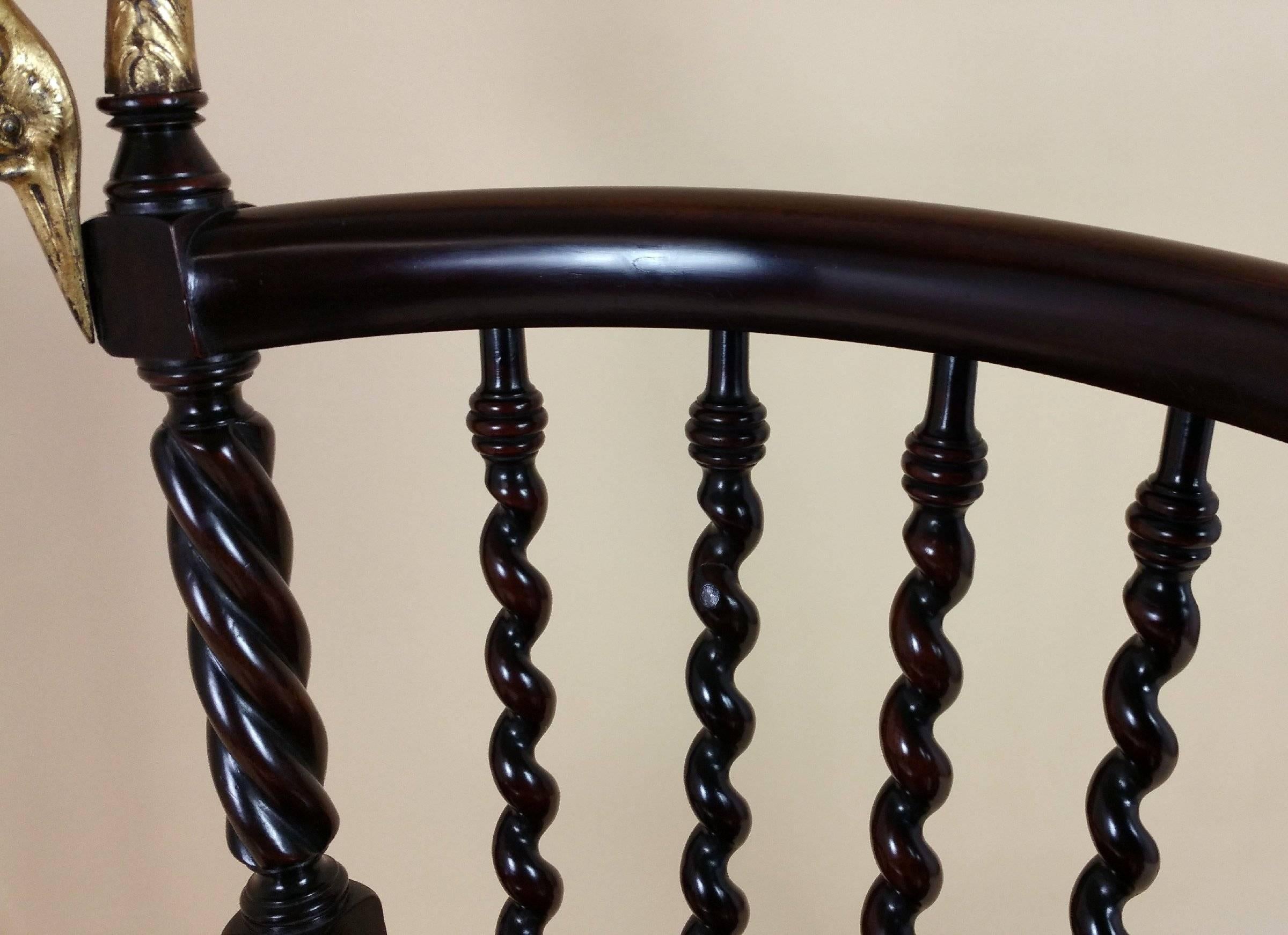19th Century American Mahogany Armchair with Barley Twist Supports 3