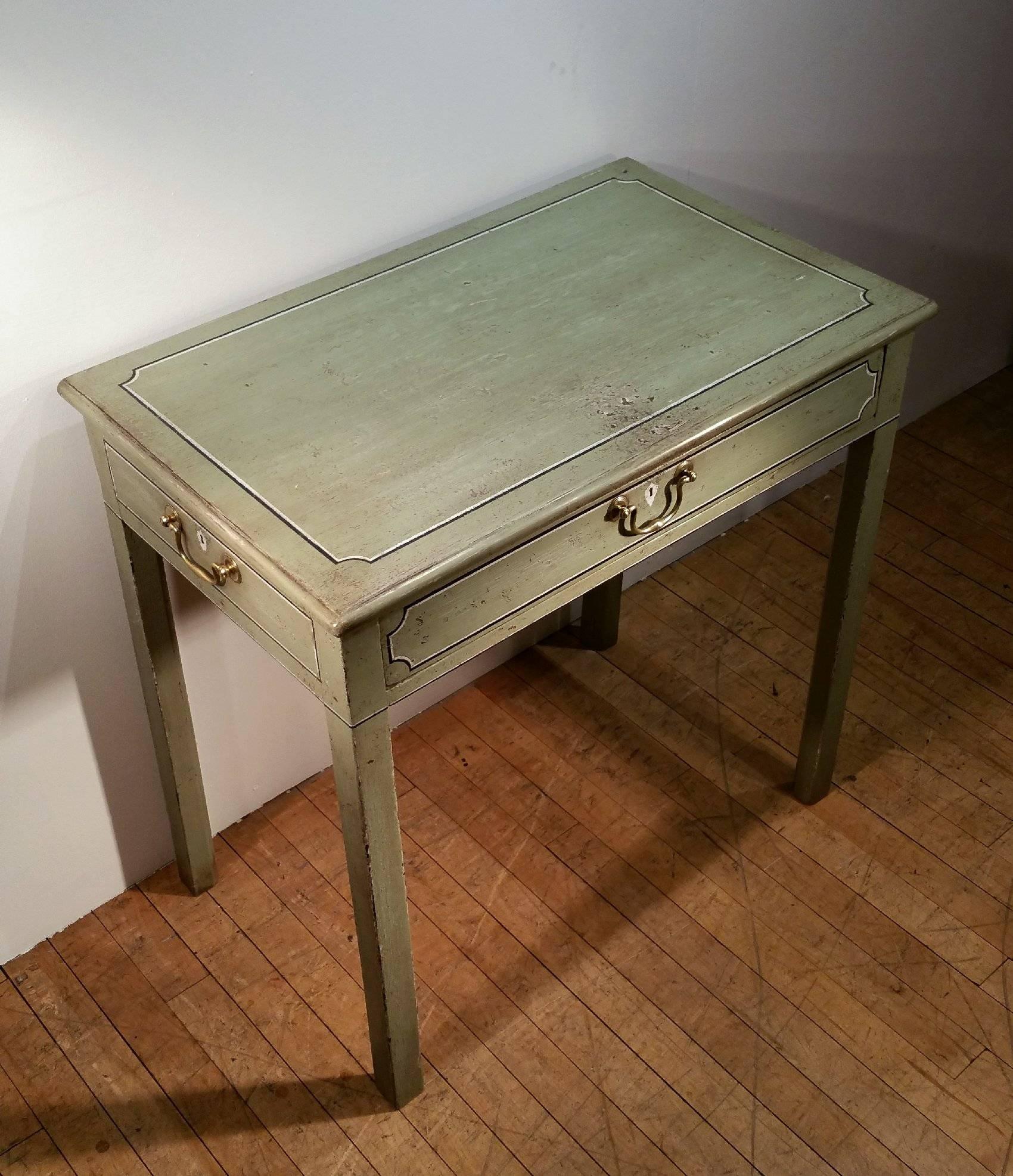 British George III Painted Single Drawer Side Table with Faux Side Drawers