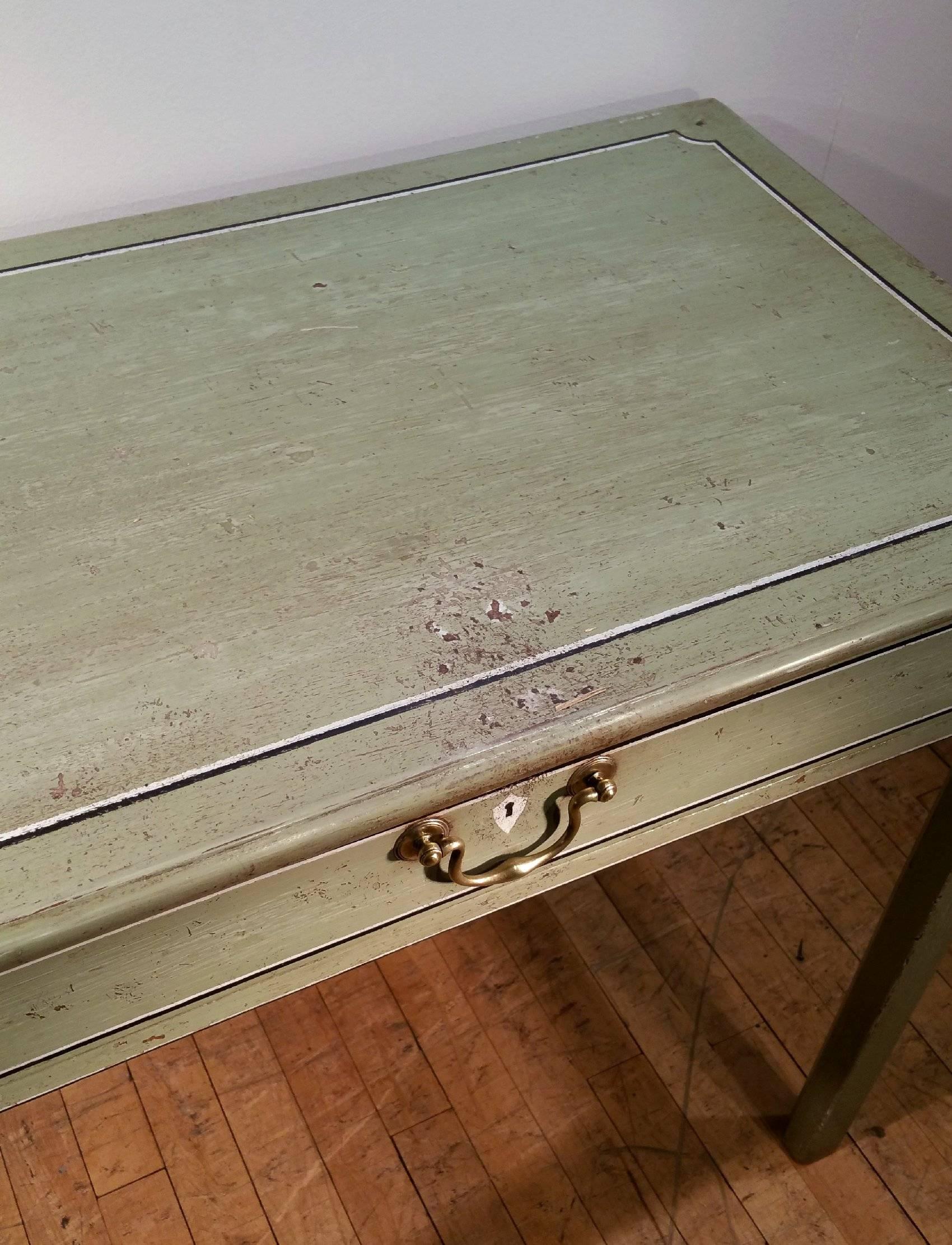 George III Painted Single Drawer Side Table with Faux Side Drawers In Excellent Condition In London, west Sussex