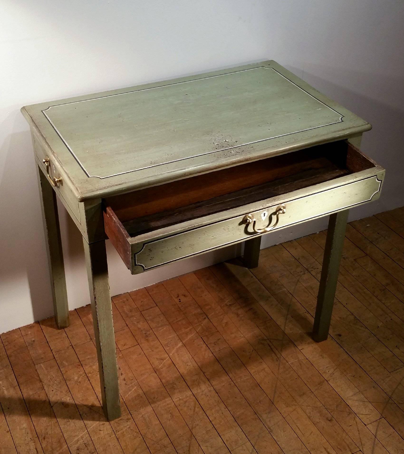 18th Century George III Painted Single Drawer Side Table with Faux Side Drawers