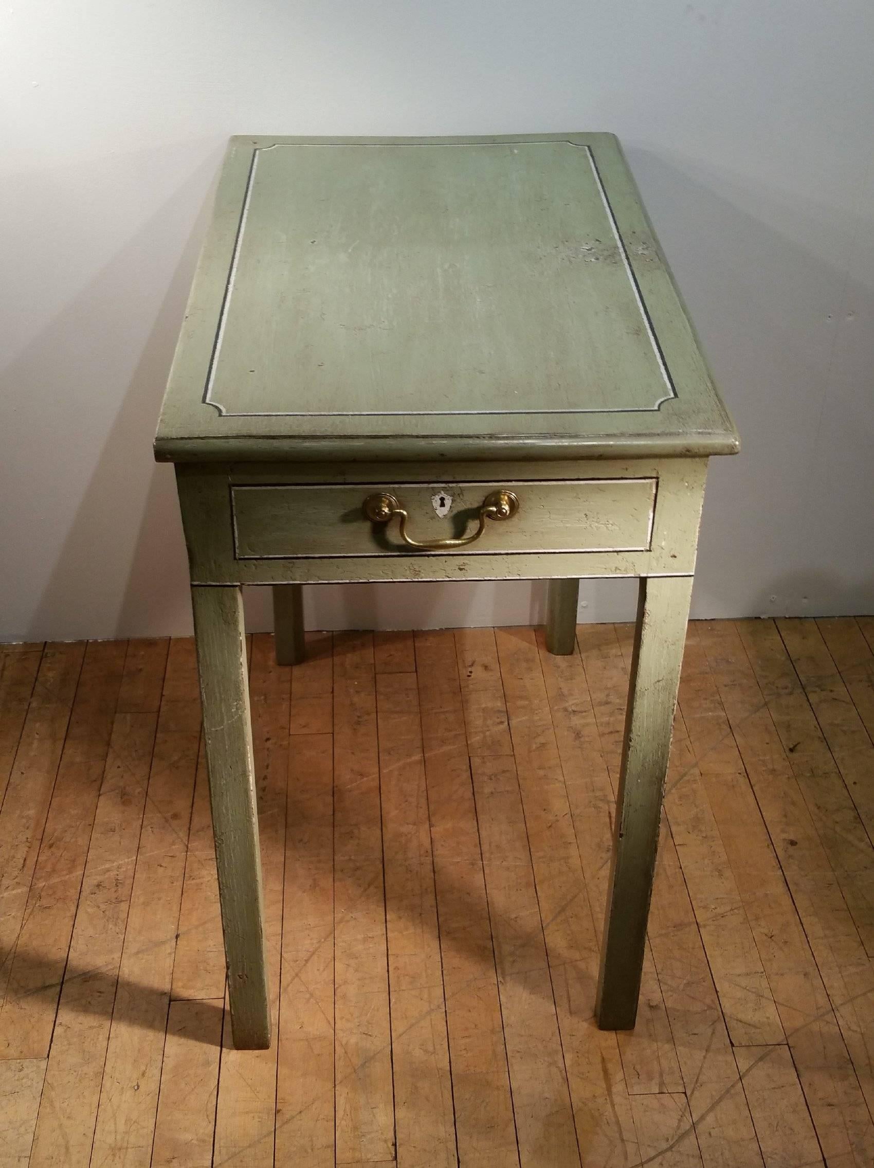 George III Painted Single Drawer Side Table with Faux Side Drawers 1