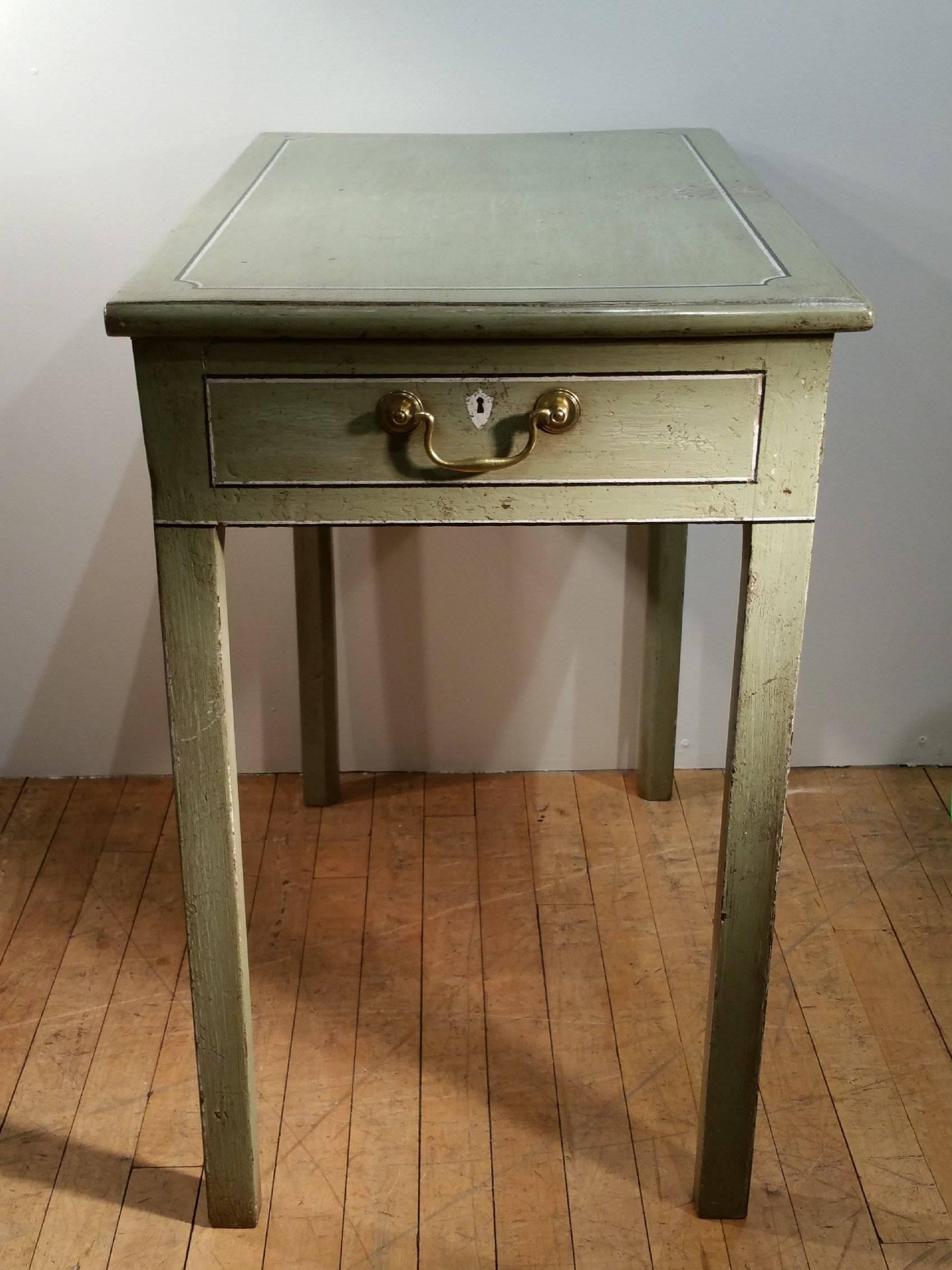 George III Painted Single Drawer Side Table with Faux Side Drawers 2