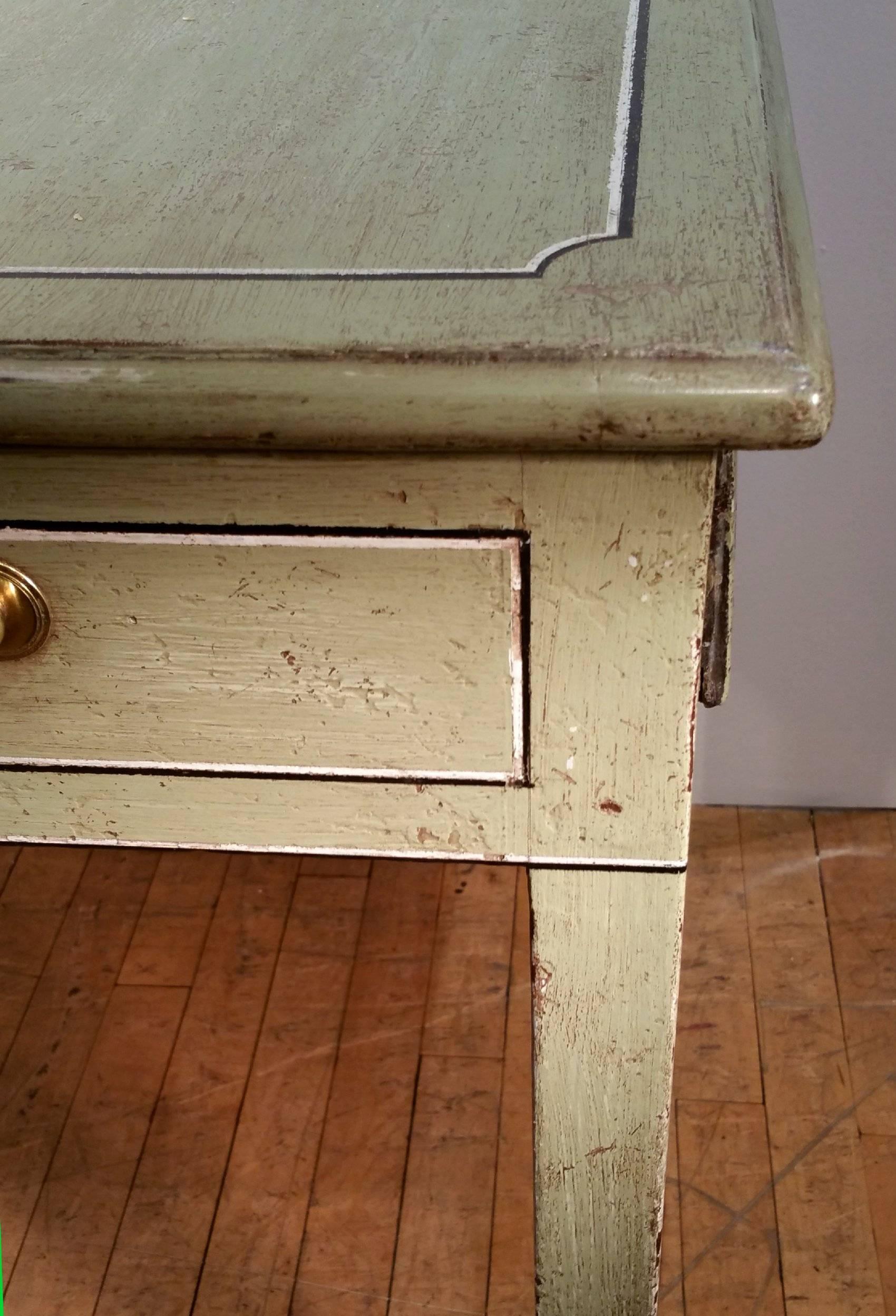 George III Painted Single Drawer Side Table with Faux Side Drawers 3