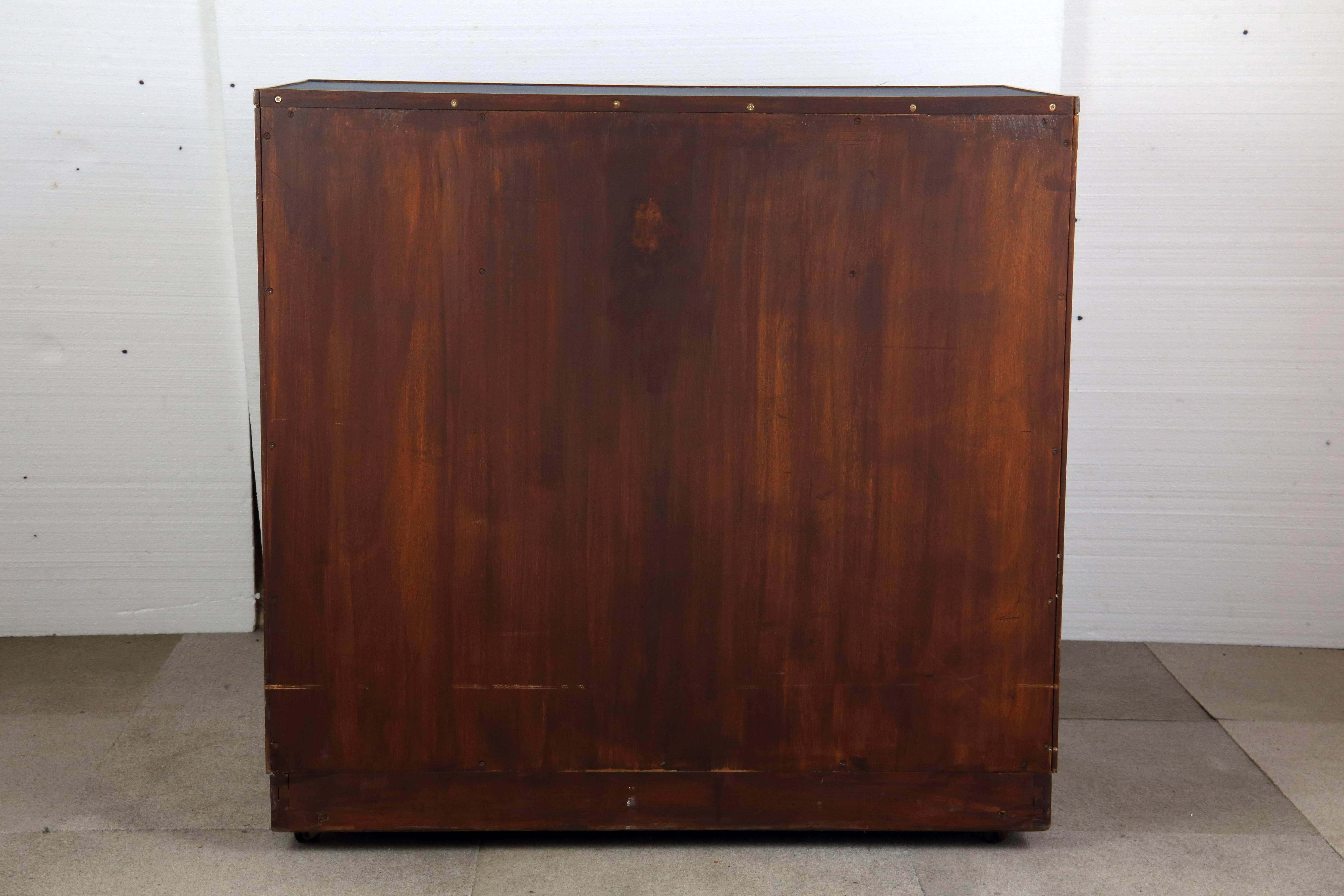 Pair of Early 20th Century Teak Chest of Drawers with Faux Shagreen Inset Tops 5