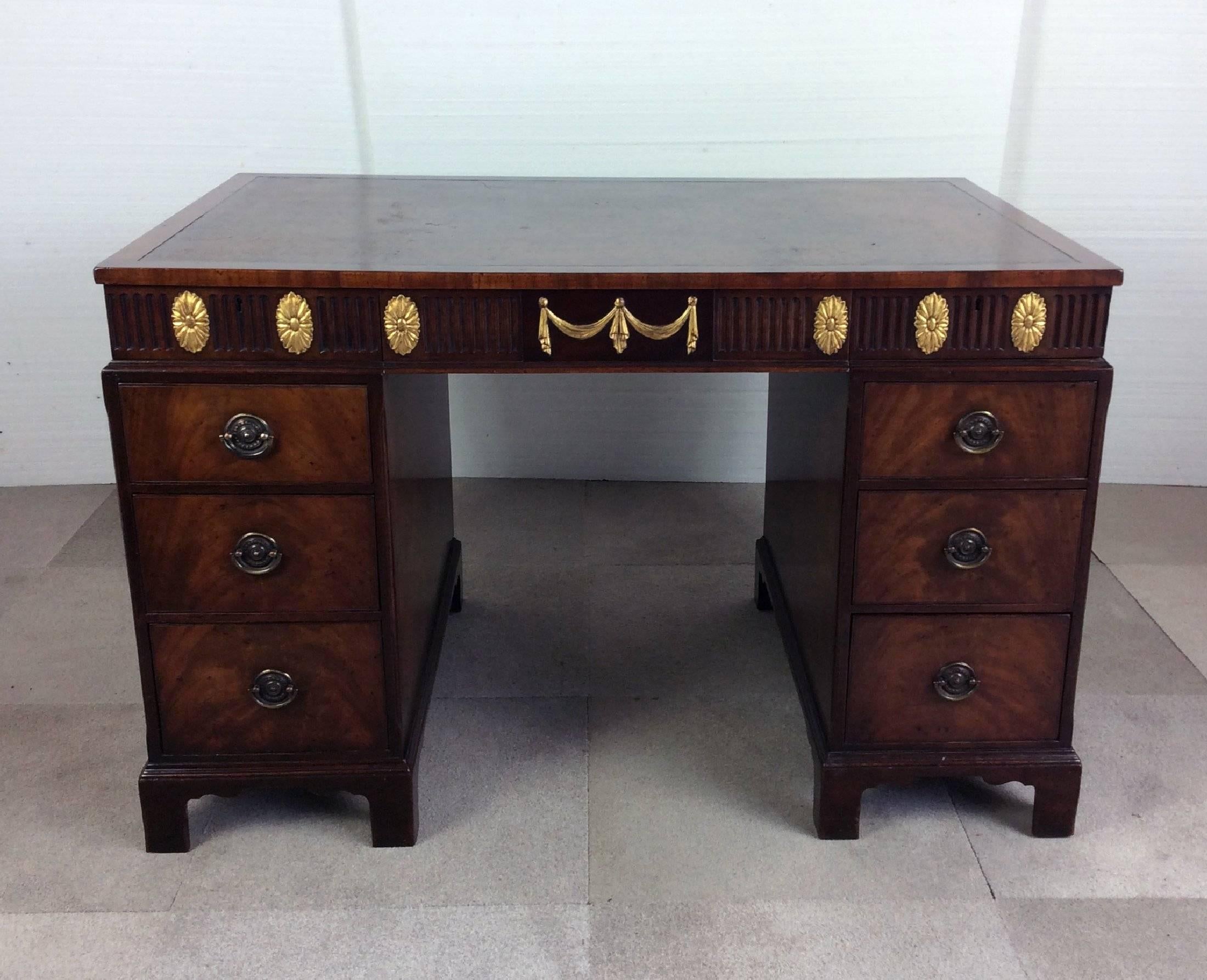 19th Century Mahogany and Parcel-Gilt Neoclassical Pedestal Desk 3