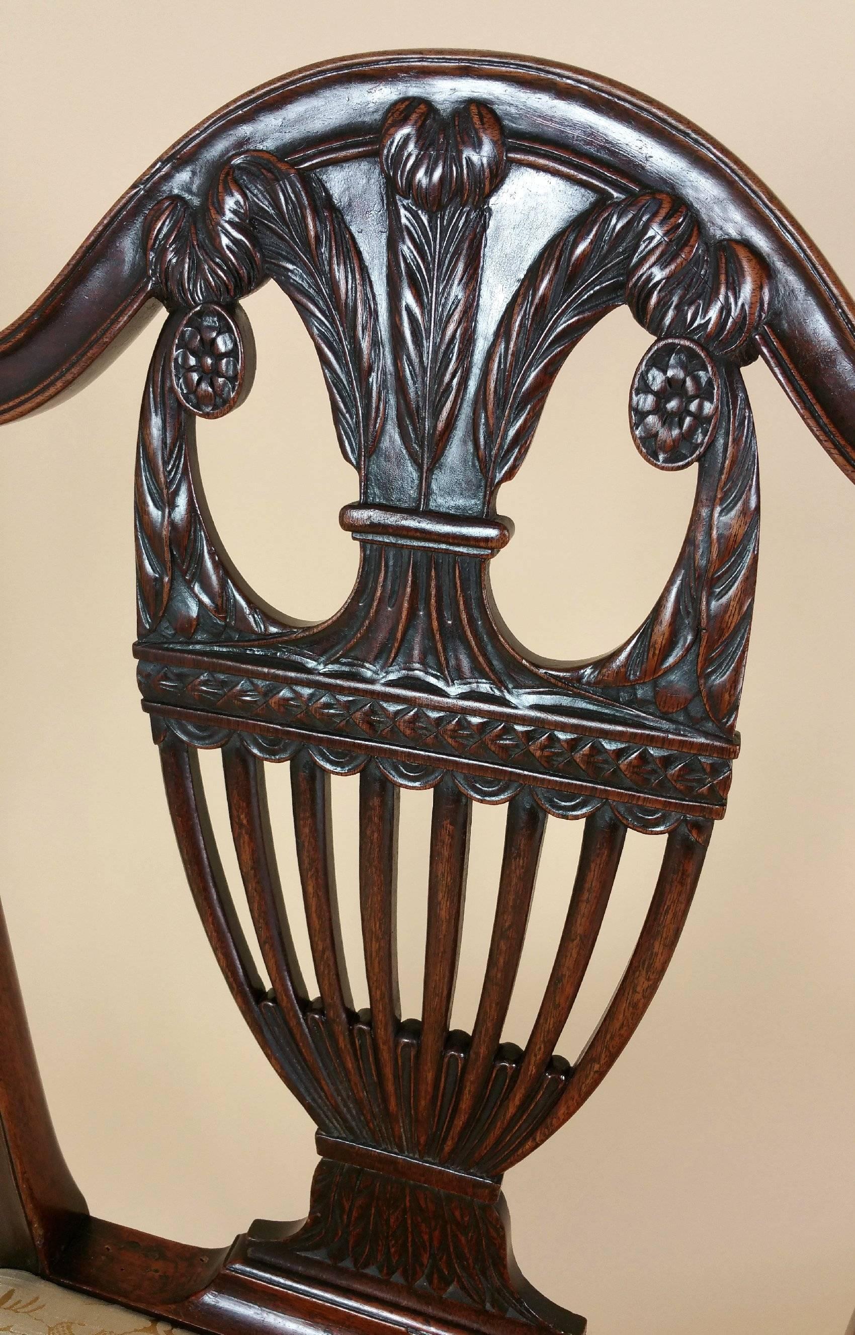 Pair of George III Carved Mahogany Side Chairs 1