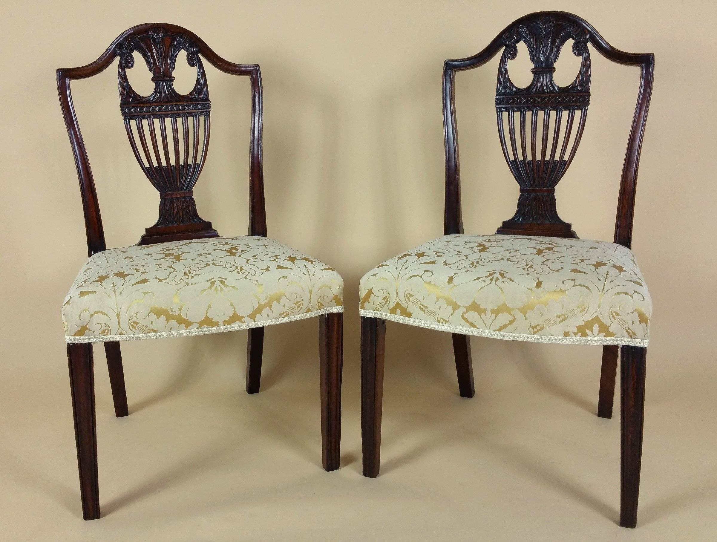 Pair of George III Carved Mahogany Side Chairs 3