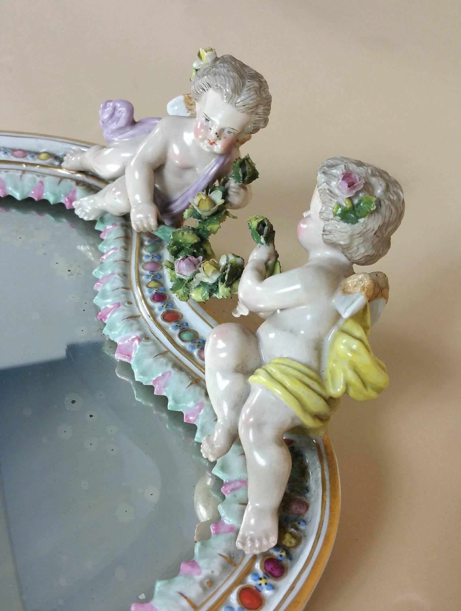 19th Century German Porcelain Framed Easel Mirror 2